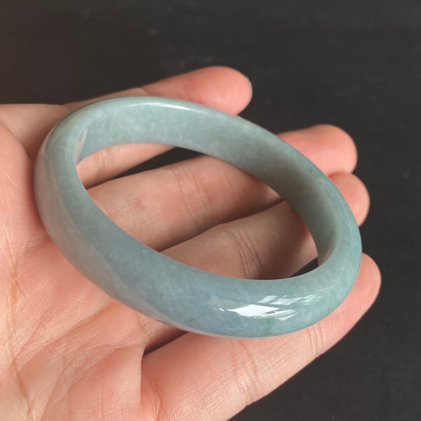 54.8mm Natural Guatemalan jadeite Translucent Blue Grade A jade Round band  bangle  Guatemala jade ring Female Jewelry jade gift