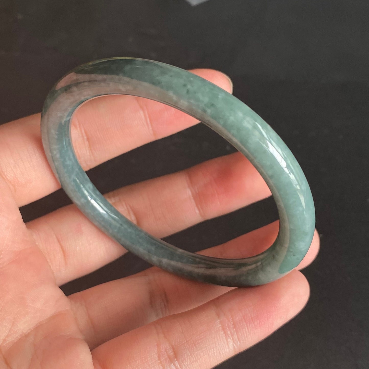 58.4mm Natural Guatemalan jadeite Translucent Blue Grade A jade Round band  bangle  Guatemala jade ring Female Jewelry jade gift