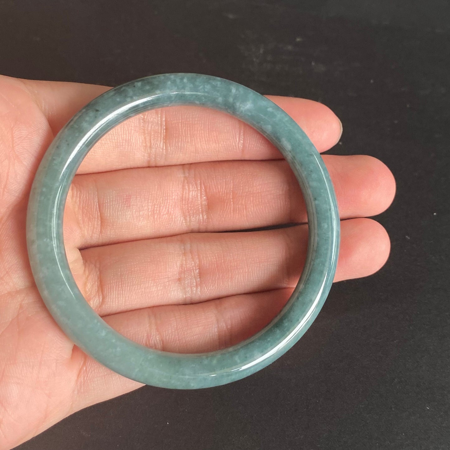 58.4mm Natural Guatemalan jadeite Translucent Blue Grade A jade Round band  bangle  Guatemala jade ring Female Jewelry jade gift