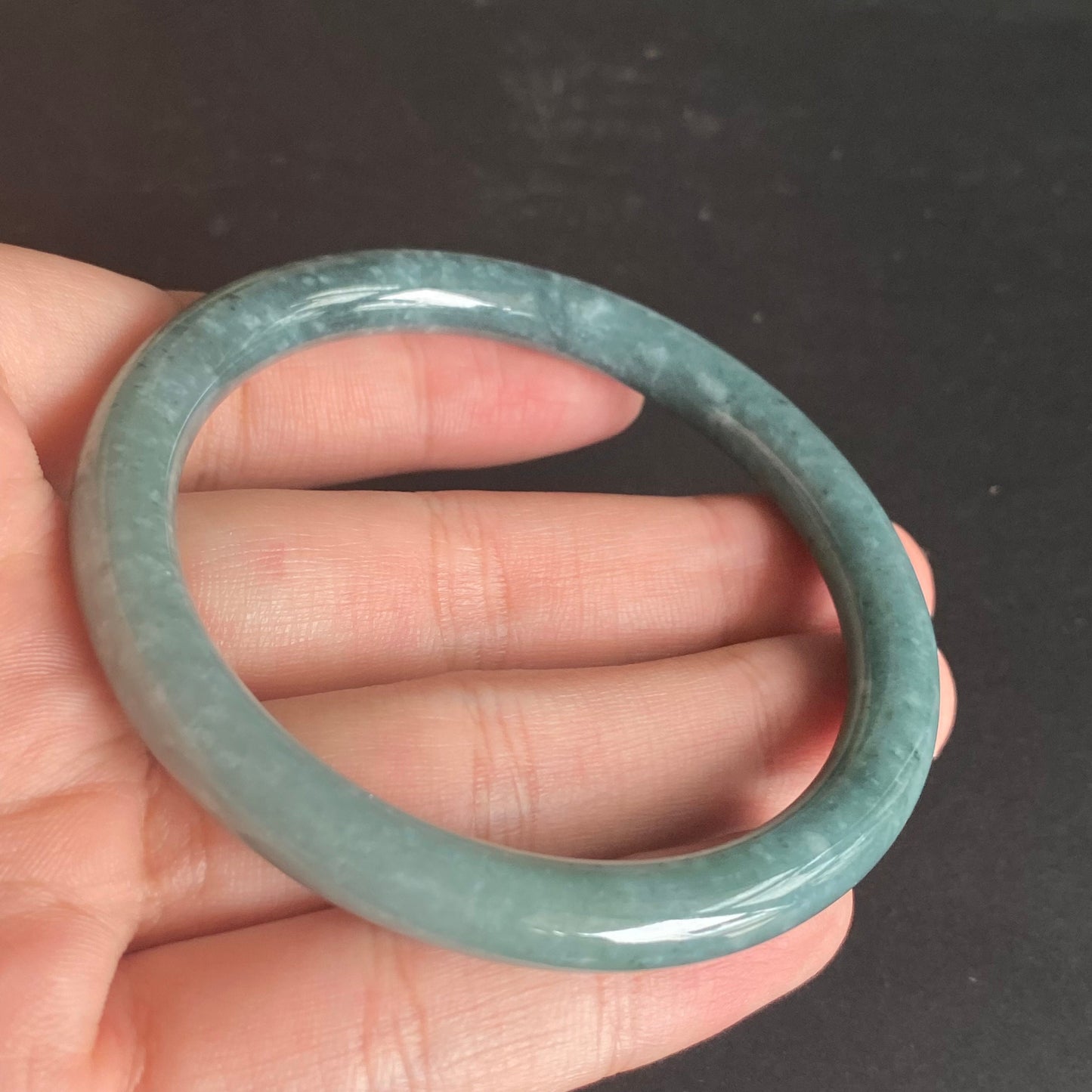 58.4mm Natural Guatemalan jadeite Translucent Blue Grade A jade Round band  bangle  Guatemala jade ring Female Jewelry jade gift