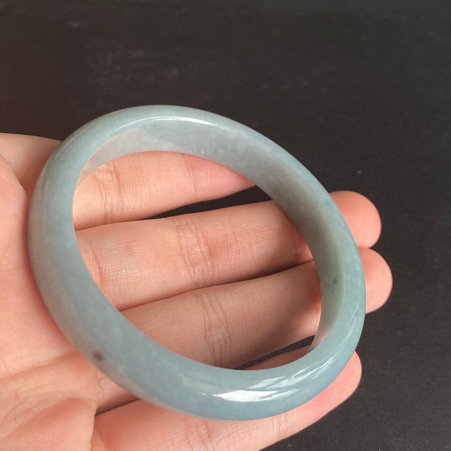 57.5mm Natural Guatemalan jadeite Translucent Blue Grade A jade Round band  bangle  Guatemala jade ring Female Jewelry jade gift