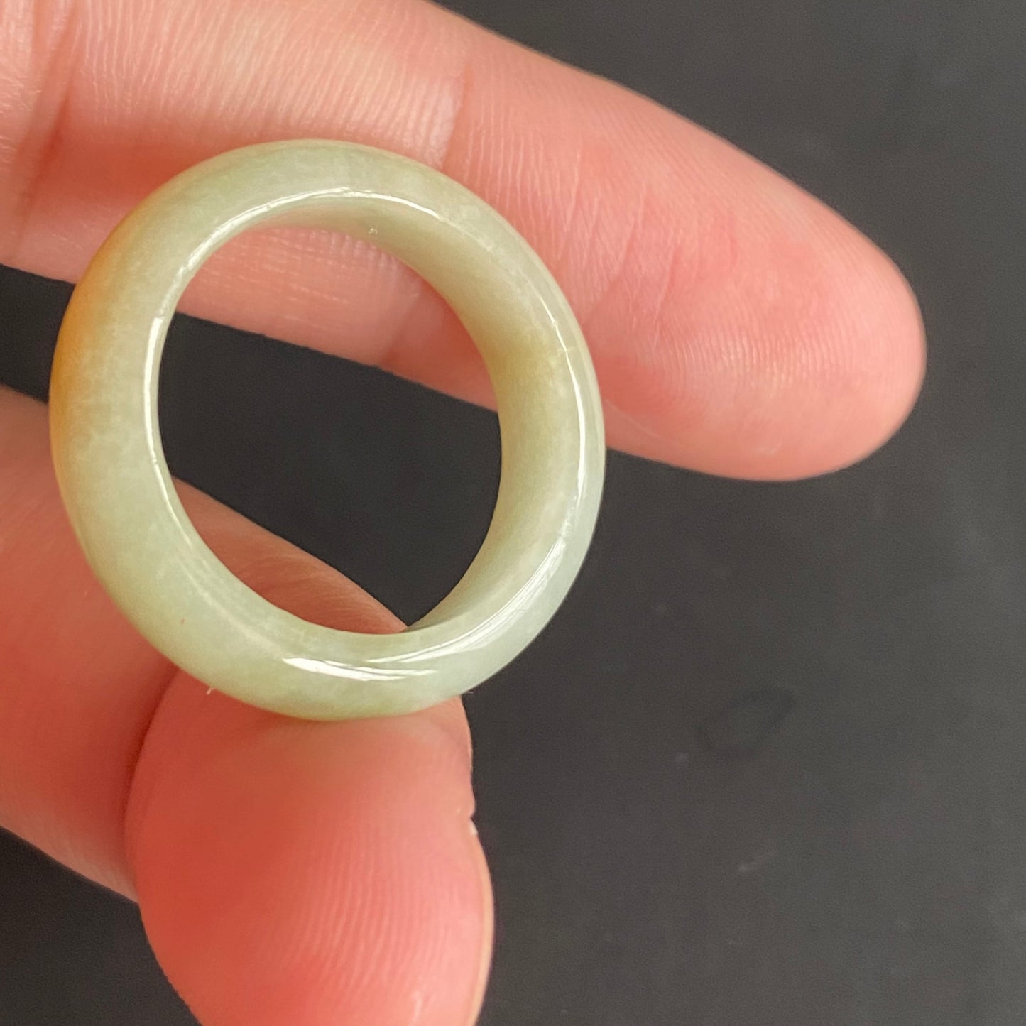 18.3mm yellow  flower Grade A jade Narrow Band Ring Natural Real Jadeite Hand carved bead gemstone Burma Lady jadeware rings Type A stone