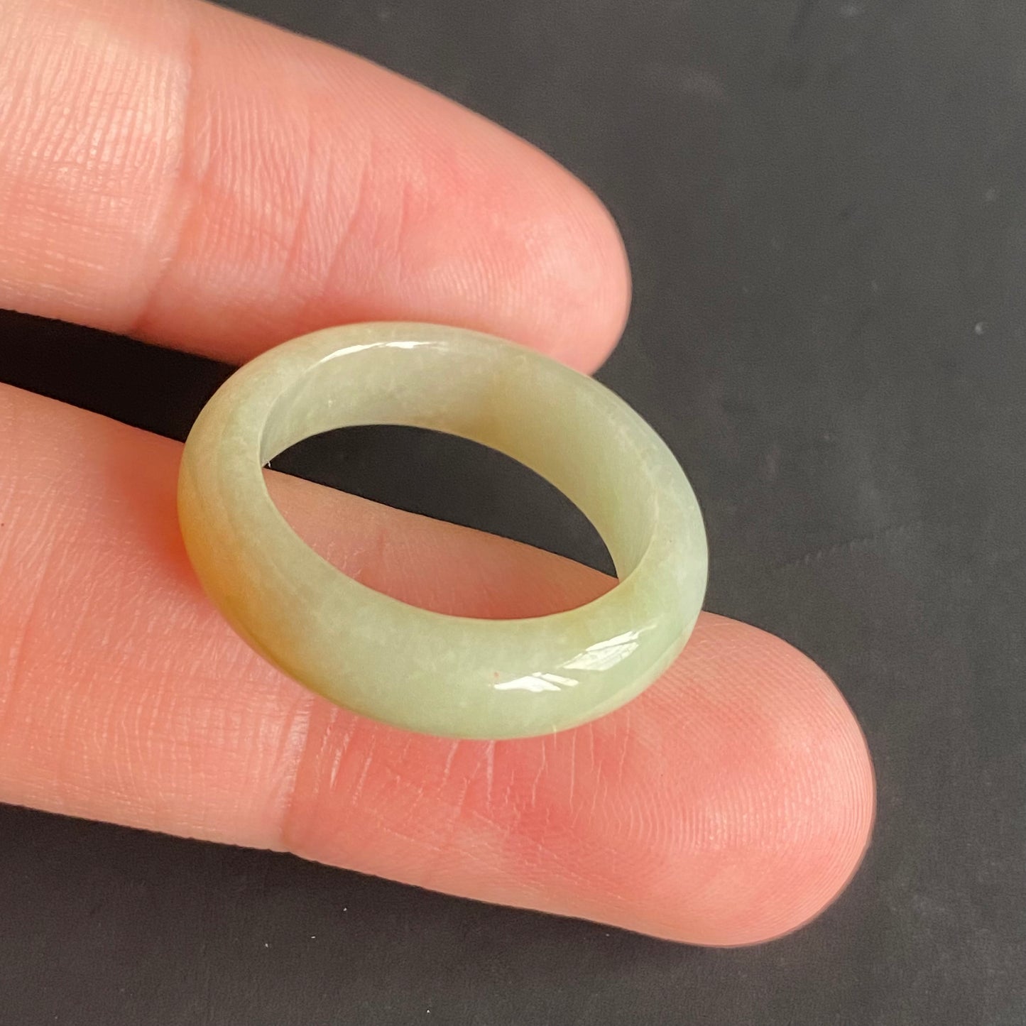 18.3mm yellow  flower Grade A jade Narrow Band Ring Natural Real Jadeite Hand carved bead gemstone Burma Lady jadeware rings Type A stone