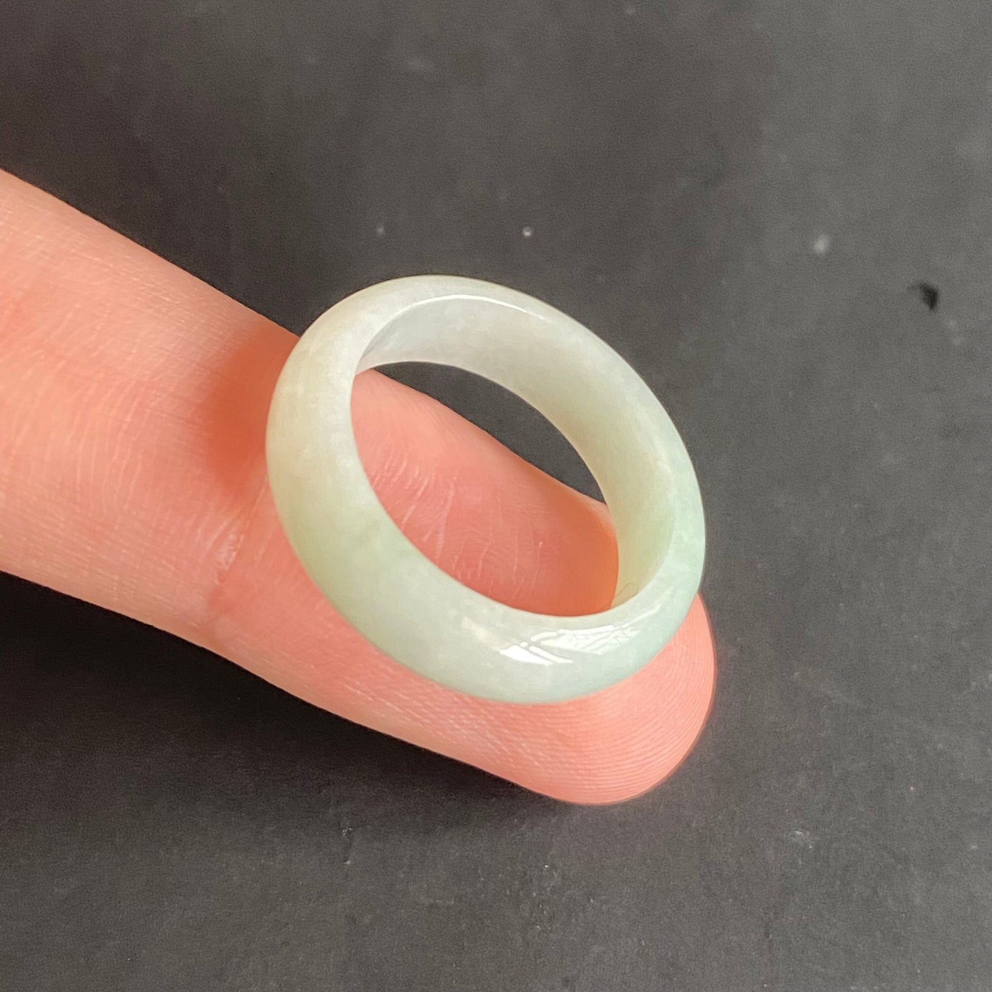 18.0mm green  flower Grade A jade Narrow Band Ring Natural Real Jadeite Hand carved bead gemstone Burma Lady jadeware rings Type A stone