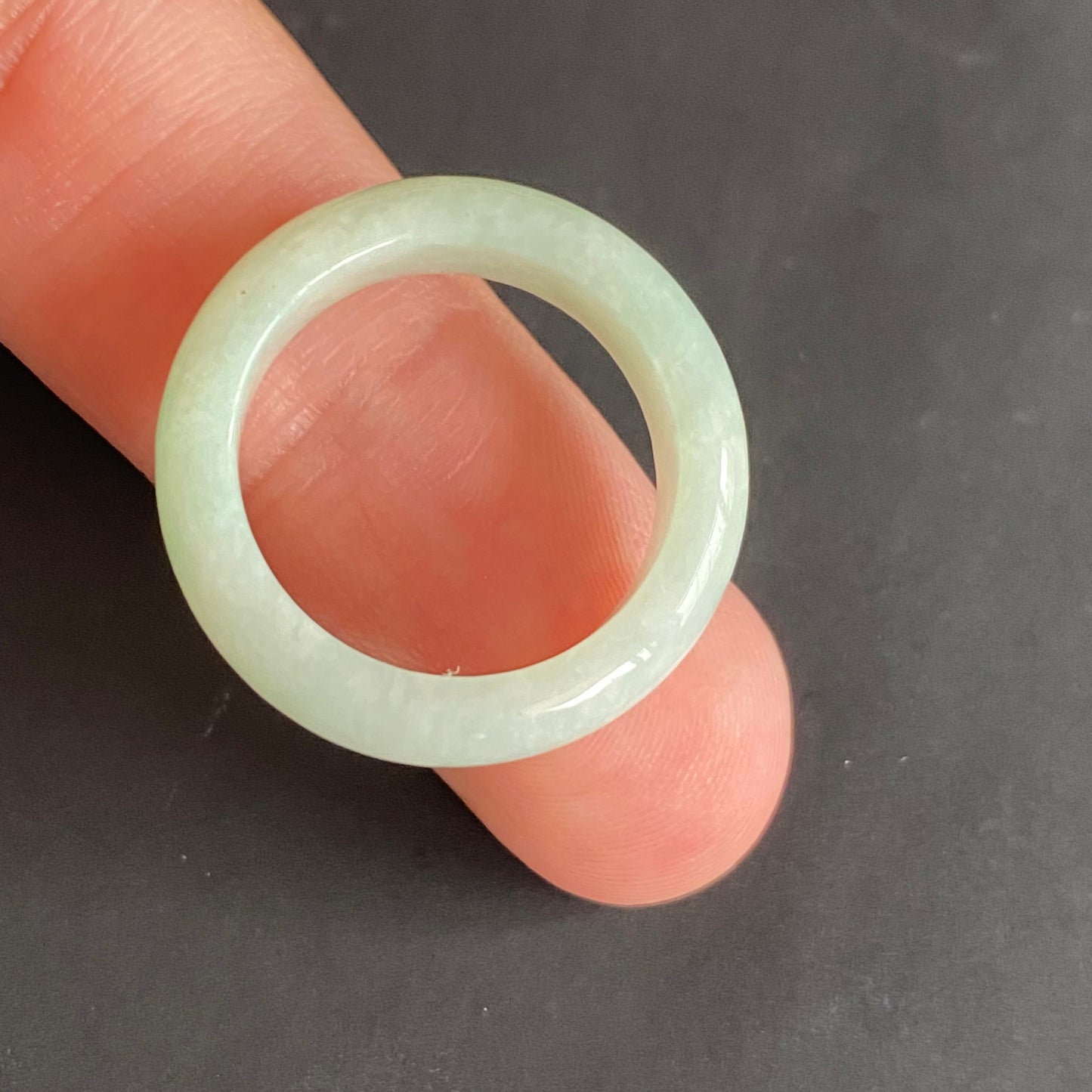 18.3mm green  flower Grade A jade Narrow Band Ring Natural Real Jadeite Hand carved bead gemstone Burma Lady jadeware rings Type A stone