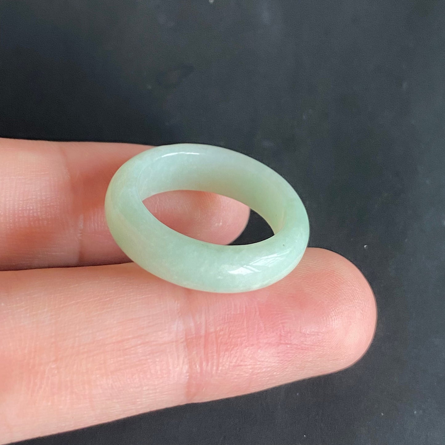 18.3mm green  flower Grade A jade Narrow Band Ring Natural Real Jadeite Hand carved bead gemstone Burma Lady jadeware rings Type A stone