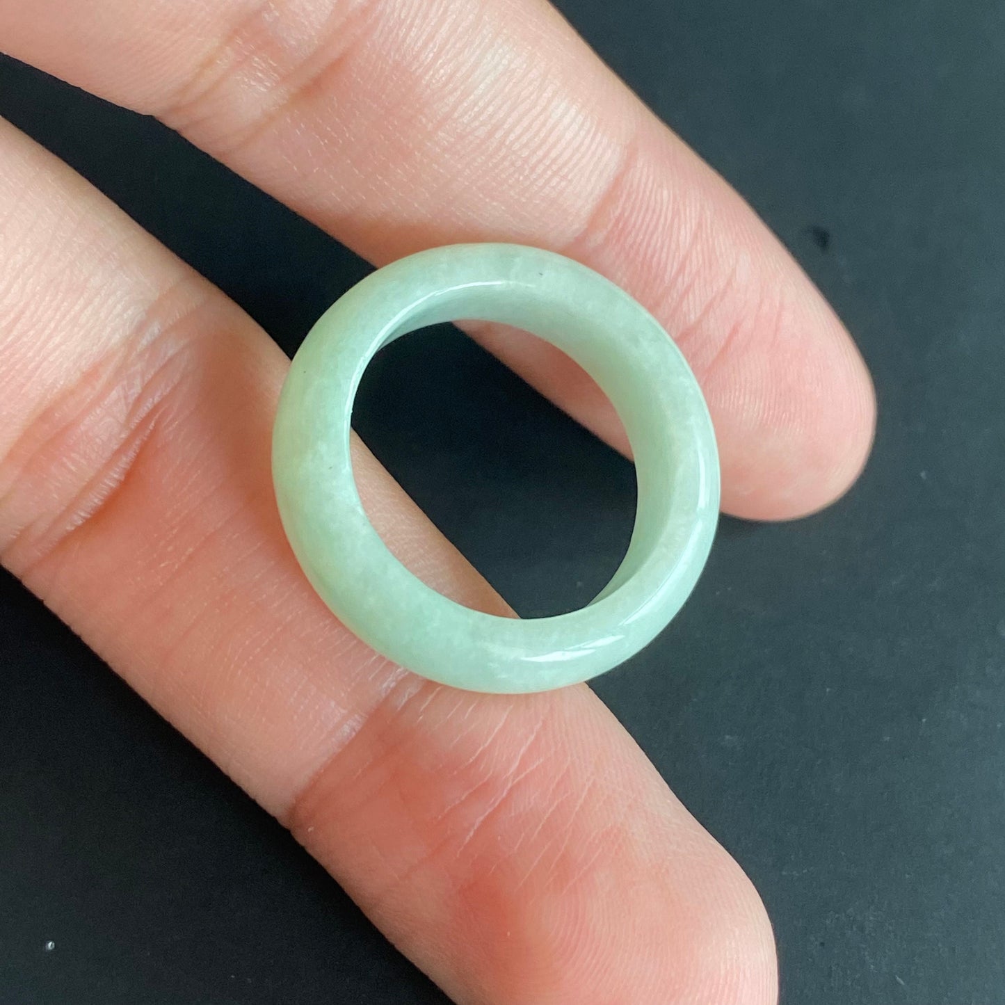 18.3mm green  flower Grade A jade Narrow Band Ring Natural Real Jadeite Hand carved bead gemstone Burma Lady jadeware rings Type A stone