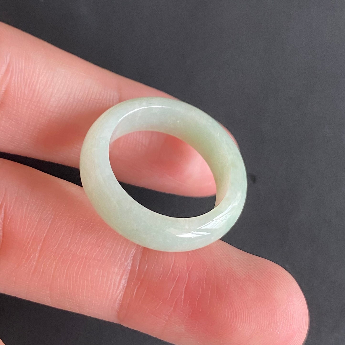 19.1mm green  flower Grade A jade Narrow Band Ring Natural Real Jadeite Hand carved bead gemstone Burma Lady jadeware rings Type A stone