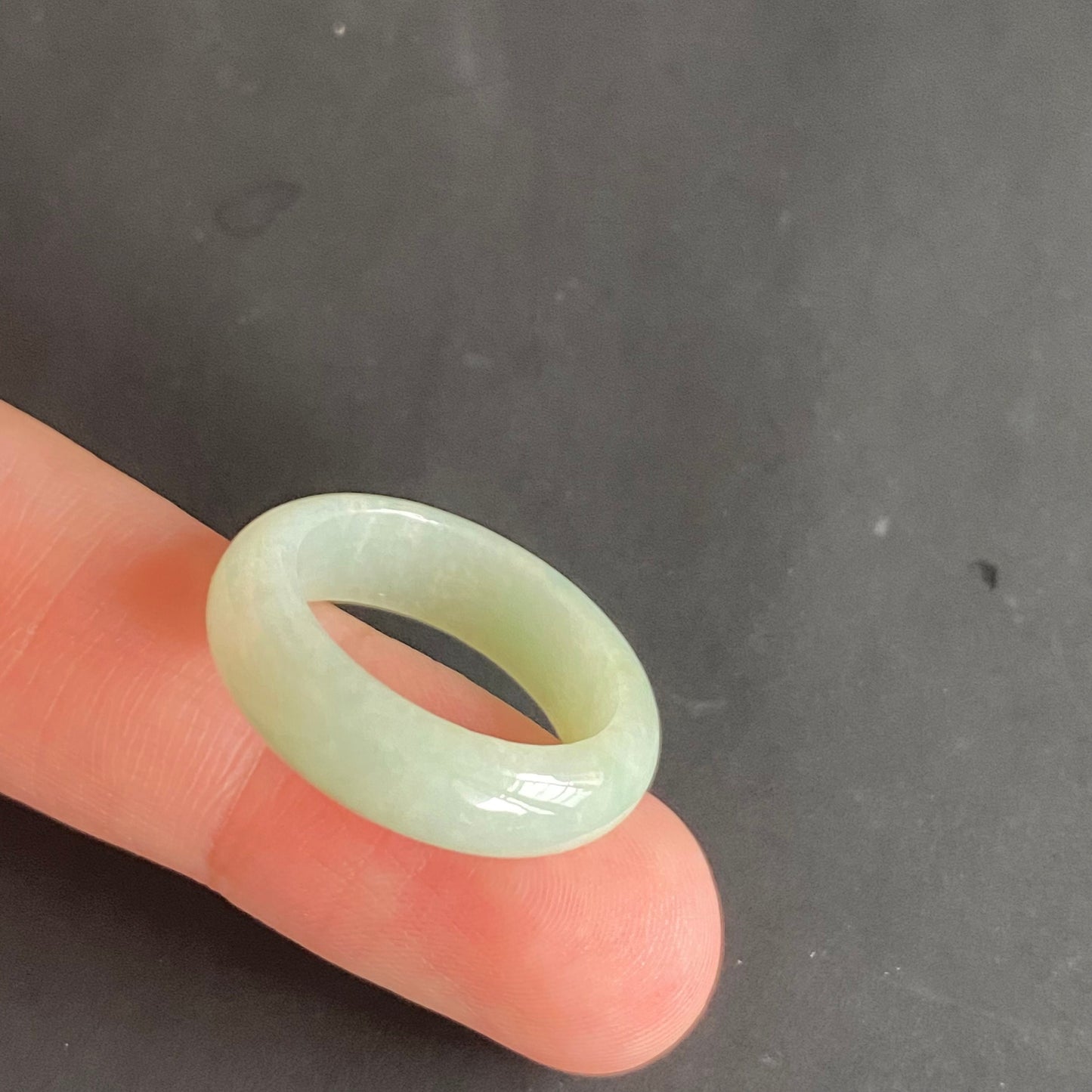 19.1mm green  flower Grade A jade Narrow Band Ring Natural Real Jadeite Hand carved bead gemstone Burma Lady jadeware rings Type A stone