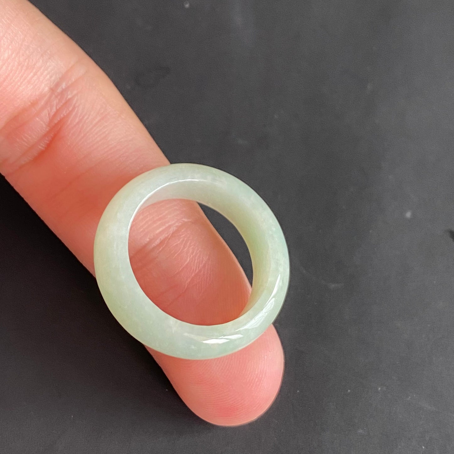 19.1mm green  flower Grade A jade Narrow Band Ring Natural Real Jadeite Hand carved bead gemstone Burma Lady jadeware rings Type A stone