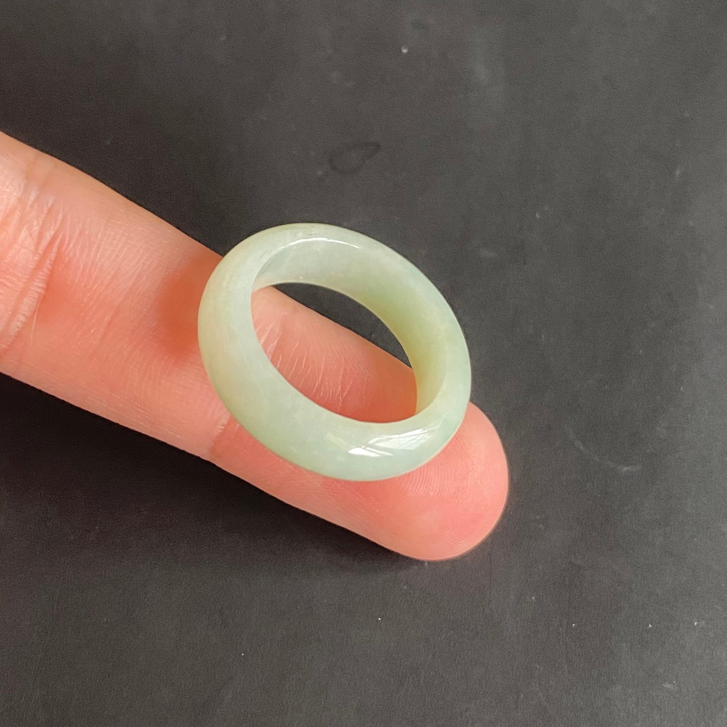 19.1mm green  flower Grade A jade Narrow Band Ring Natural Real Jadeite Hand carved bead gemstone Burma Lady jadeware rings Type A stone