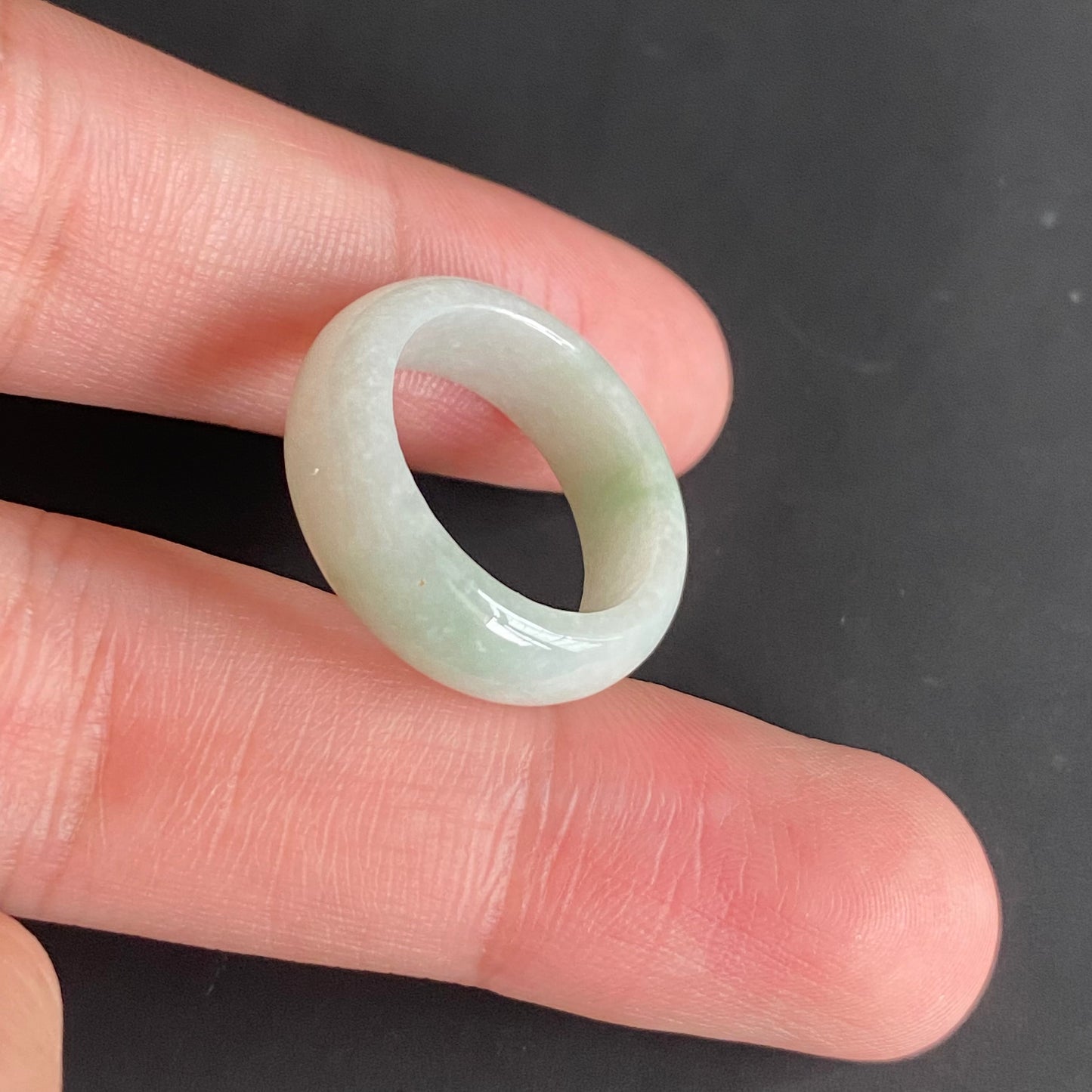 17.0mm green  flower Grade A jade Narrow Band Ring Natural Real Jadeite Hand carved bead gemstone Burma Lady jadeware rings Type A stone