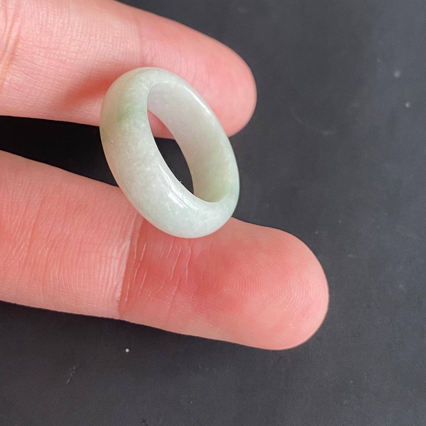 17.0mm green  flower Grade A jade Narrow Band Ring Natural Real Jadeite Hand carved bead gemstone Burma Lady jadeware rings Type A stone