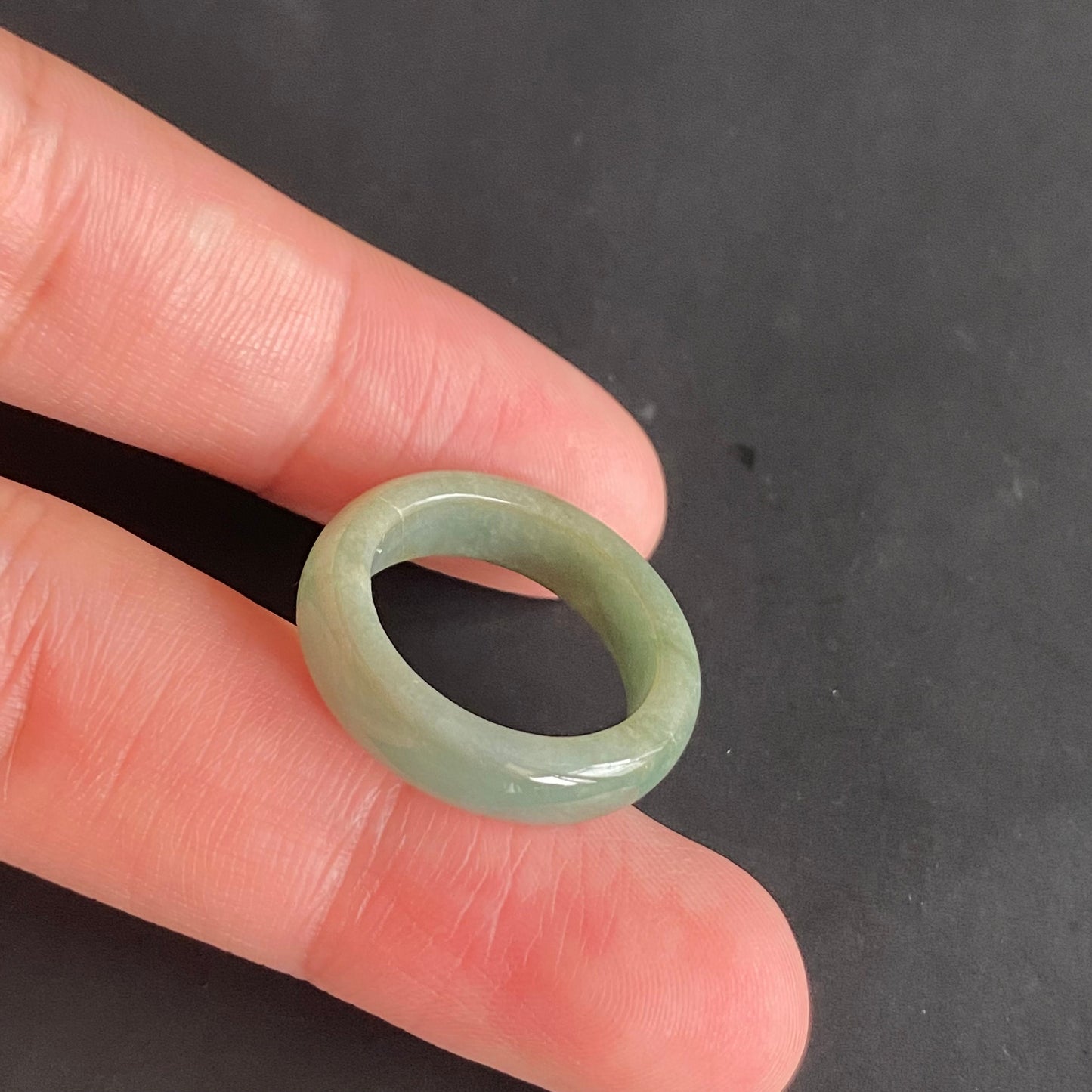 17.5mm green  flower Grade A jade Narrow Band Ring Natural Real Jadeite Hand carved bead gemstone Burma Lady jadeware rings Type A stone