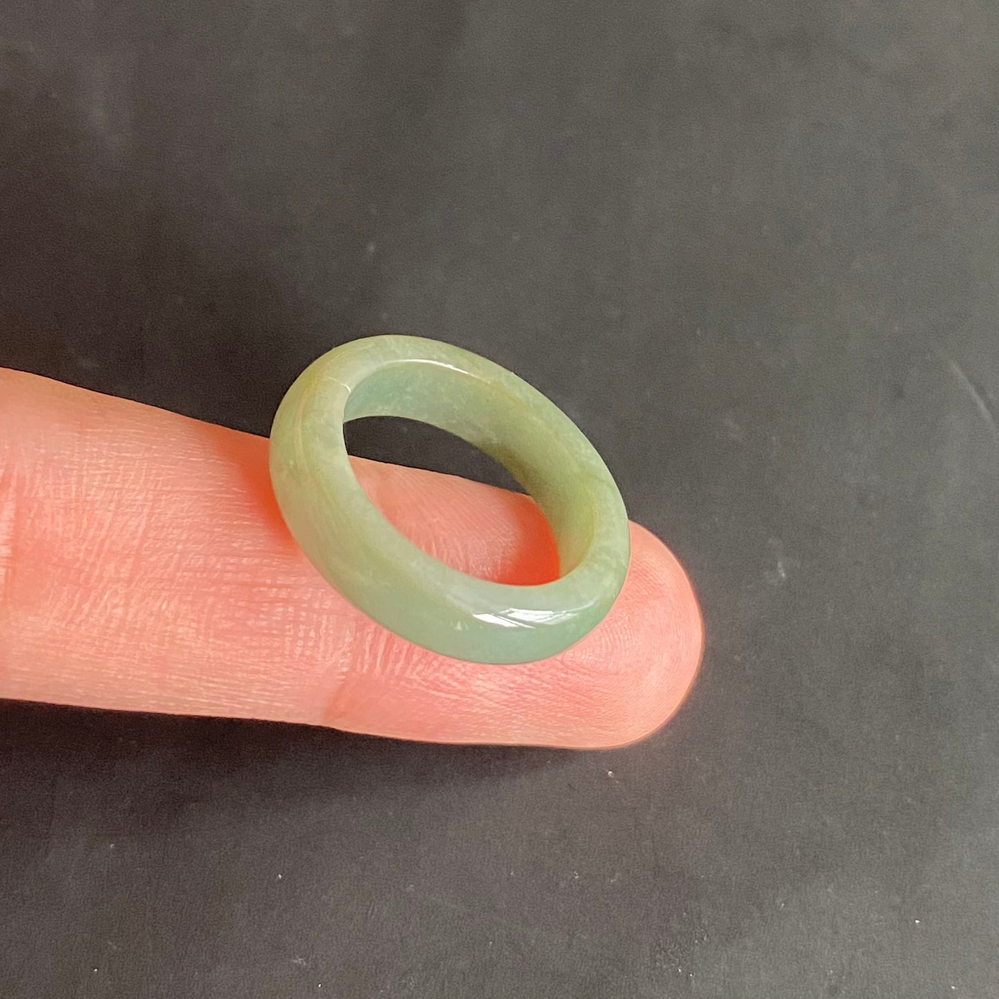 17.5mm green  flower Grade A jade Narrow Band Ring Natural Real Jadeite Hand carved bead gemstone Burma Lady jadeware rings Type A stone