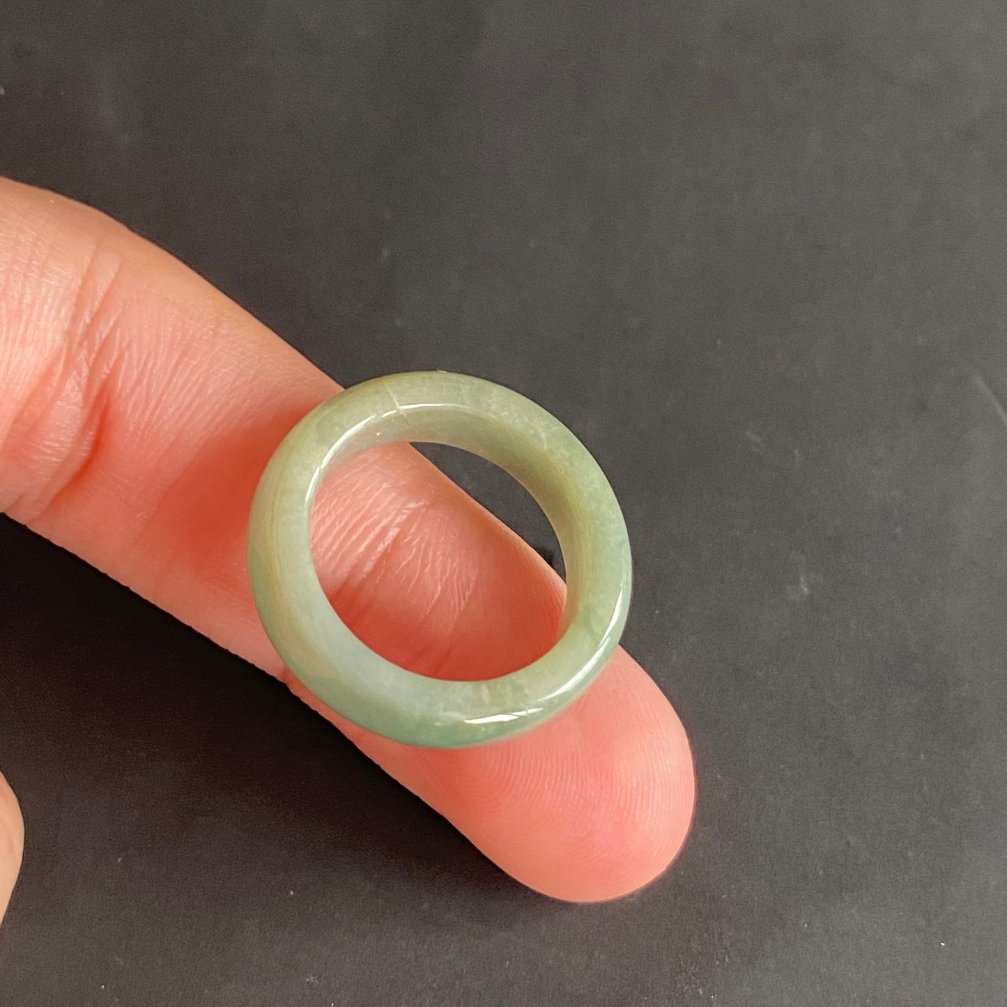 17.5mm green  flower Grade A jade Narrow Band Ring Natural Real Jadeite Hand carved bead gemstone Burma Lady jadeware rings Type A stone