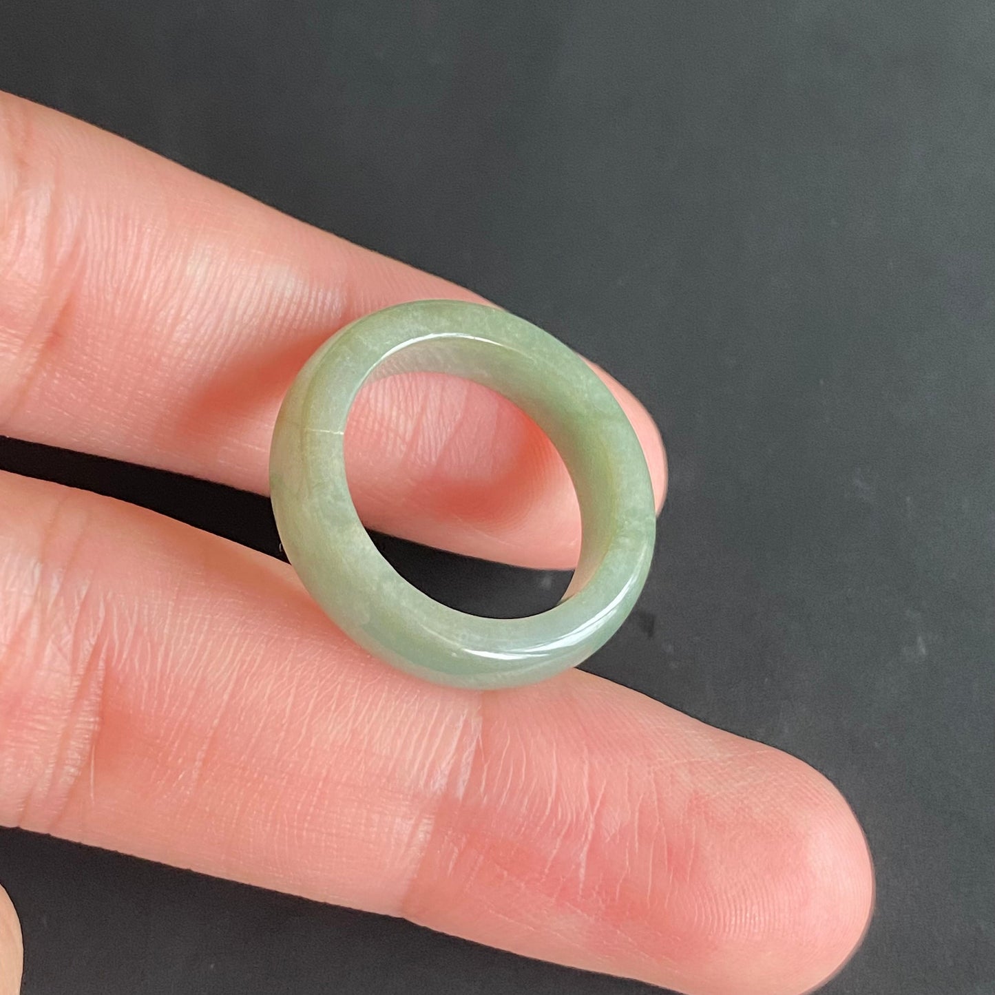 17.5mm green  flower Grade A jade Narrow Band Ring Natural Real Jadeite Hand carved bead gemstone Burma Lady jadeware rings Type A stone