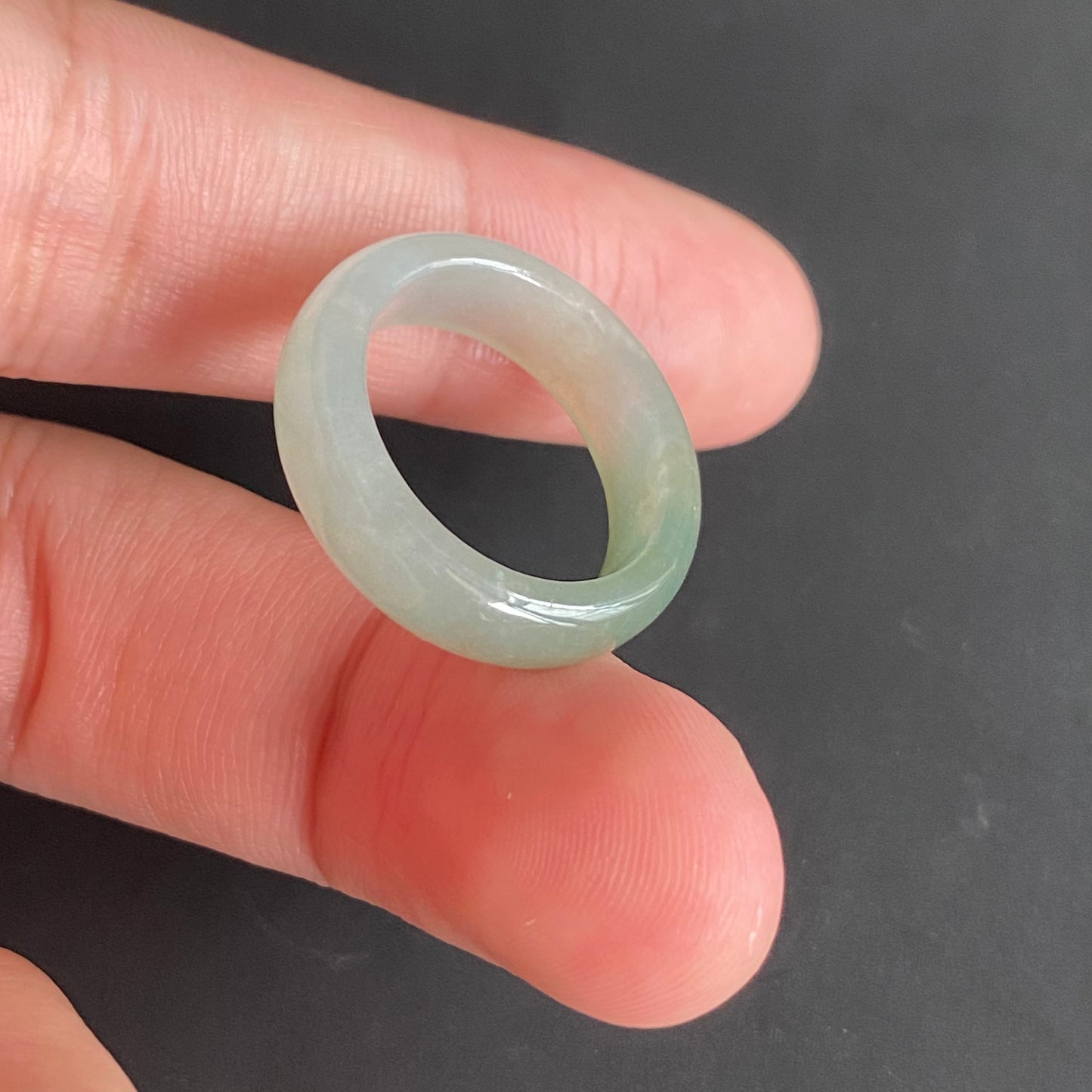 17.6mm green  flower Grade A jade Narrow Band Ring Natural Real Jadeite Hand carved bead gemstone Burma Lady jadeware rings Type A stone