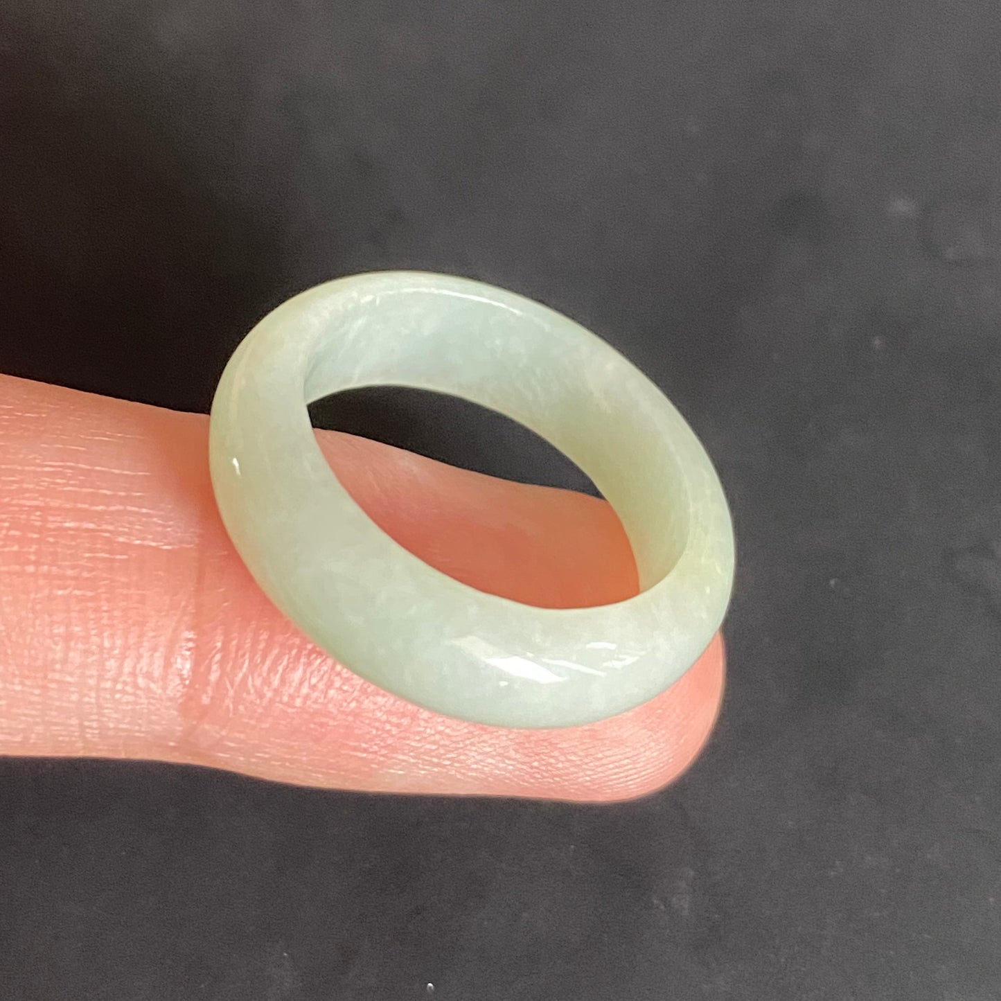 19.0mm green  flower Grade A jade Narrow Band Ring Natural Real Jadeite Hand carved bead gemstone Burma Lady jadeware rings Type A stone