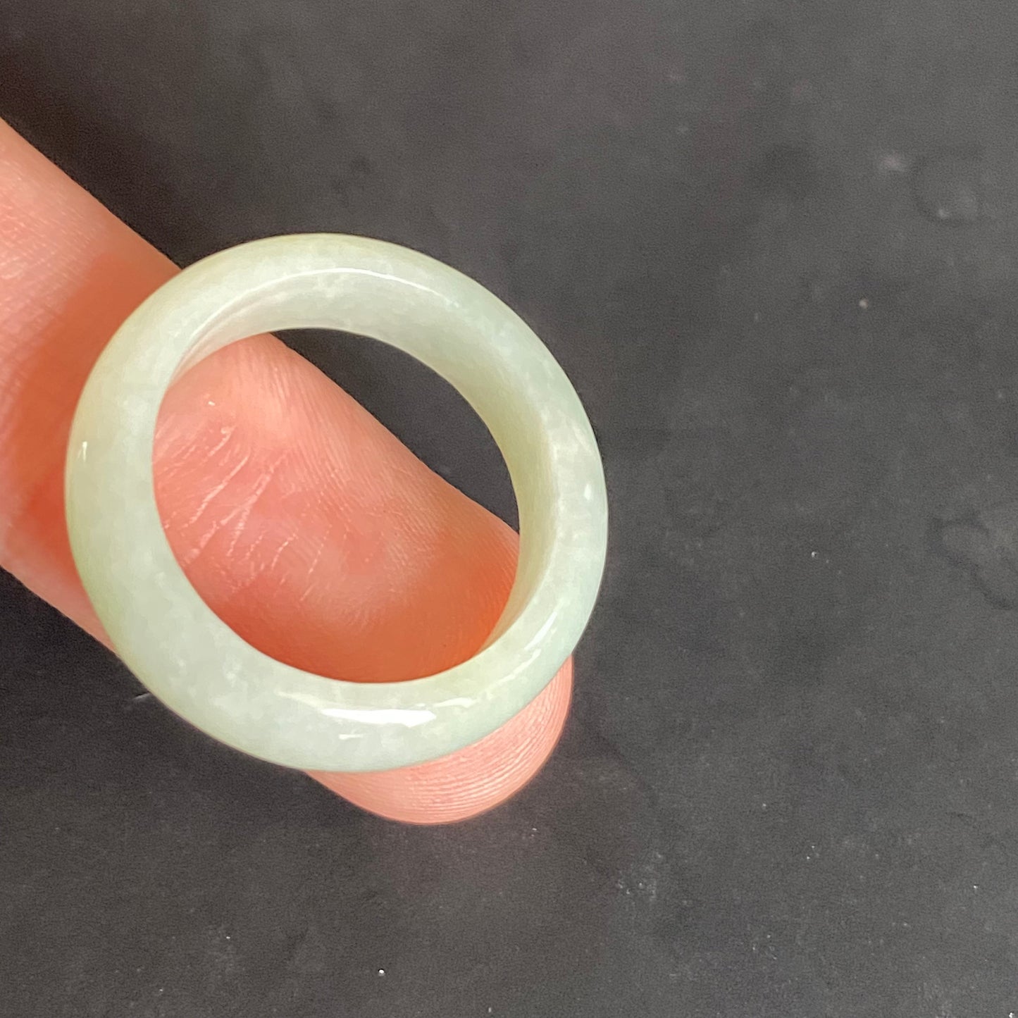 19.0mm green  flower Grade A jade Narrow Band Ring Natural Real Jadeite Hand carved bead gemstone Burma Lady jadeware rings Type A stone