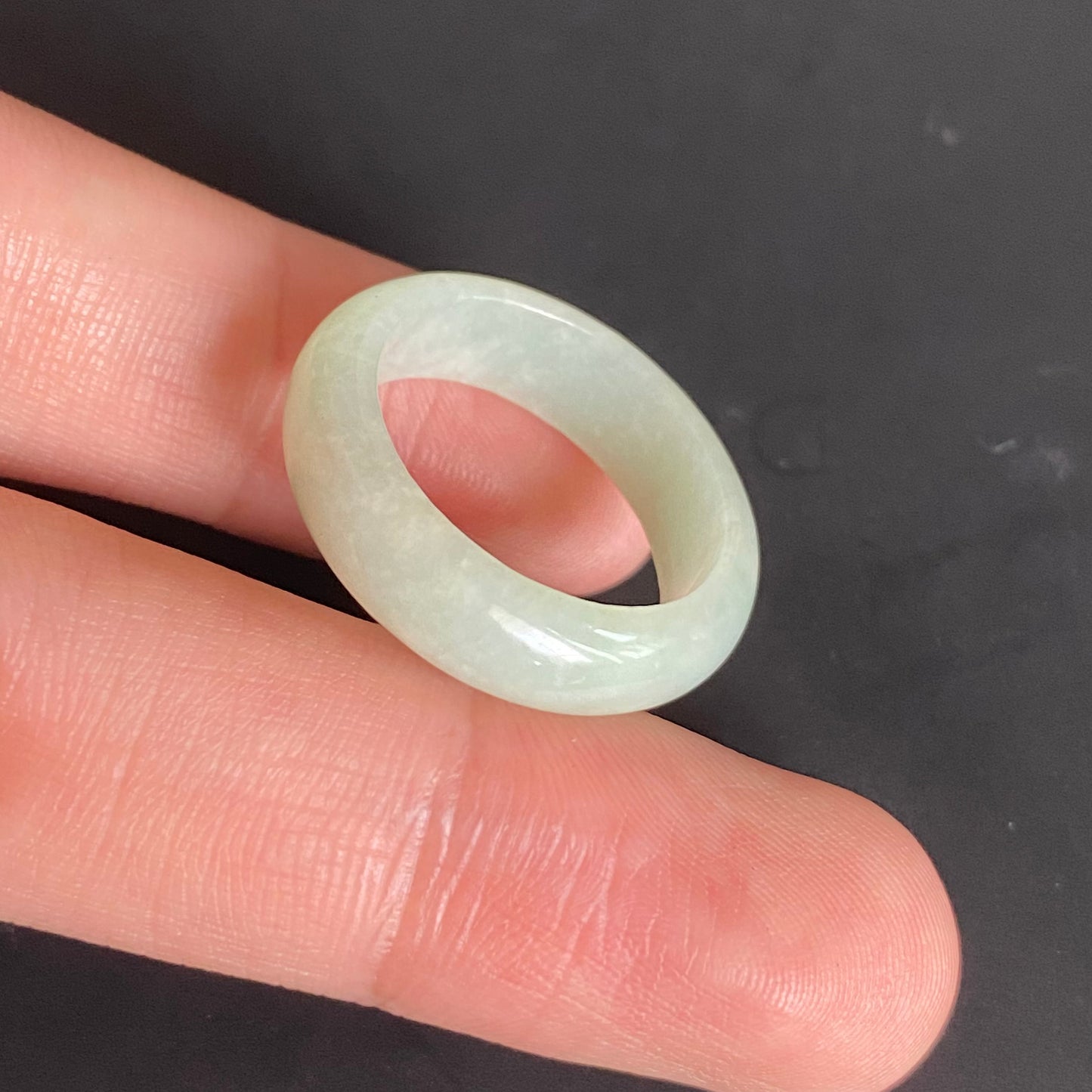 19.0mm green  flower Grade A jade Narrow Band Ring Natural Real Jadeite Hand carved bead gemstone Burma Lady jadeware rings Type A stone