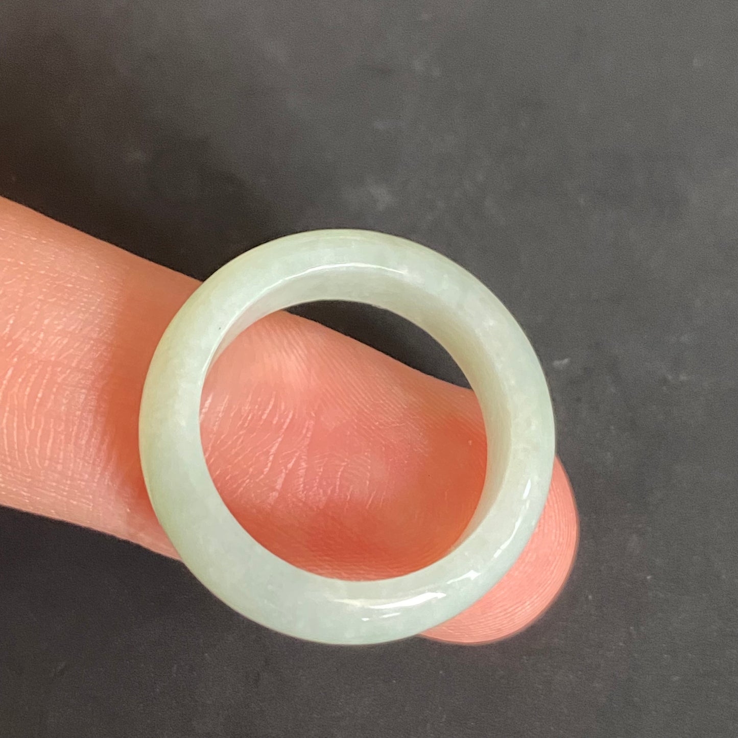 18.4mm green  flower Grade A jade Narrow Band Ring Natural Real Jadeite Hand carved bead gemstone Burma Lady jadeware rings Type A stone