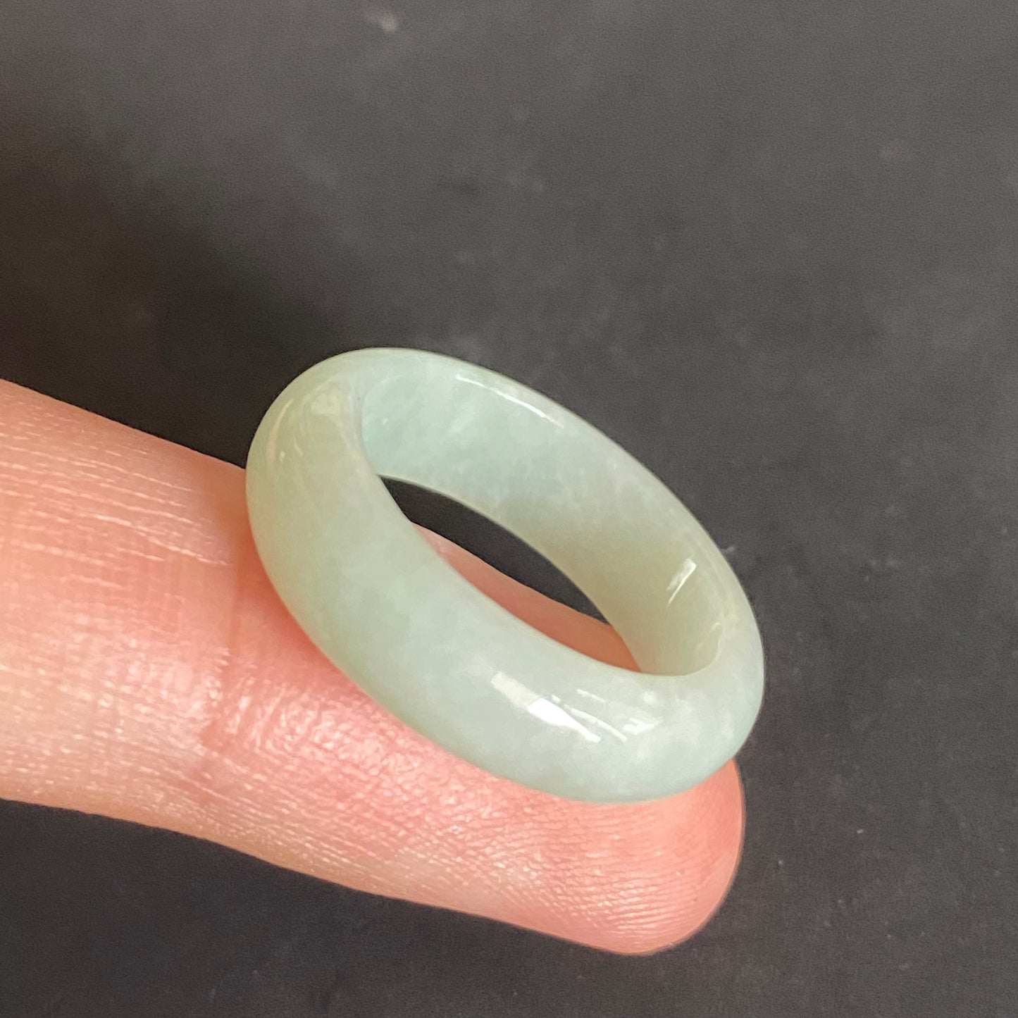 18.4mm green  flower Grade A jade Narrow Band Ring Natural Real Jadeite Hand carved bead gemstone Burma Lady jadeware rings Type A stone