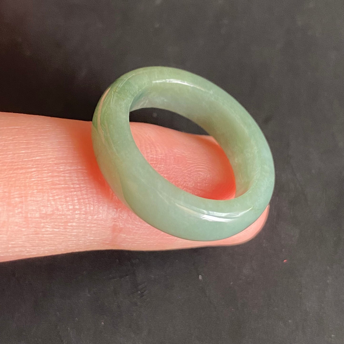 18.2mm green  flower Grade A jade Narrow Band Ring Natural Real Jadeite Hand carved bead gemstone Burma Lady jadeware rings Type A stone