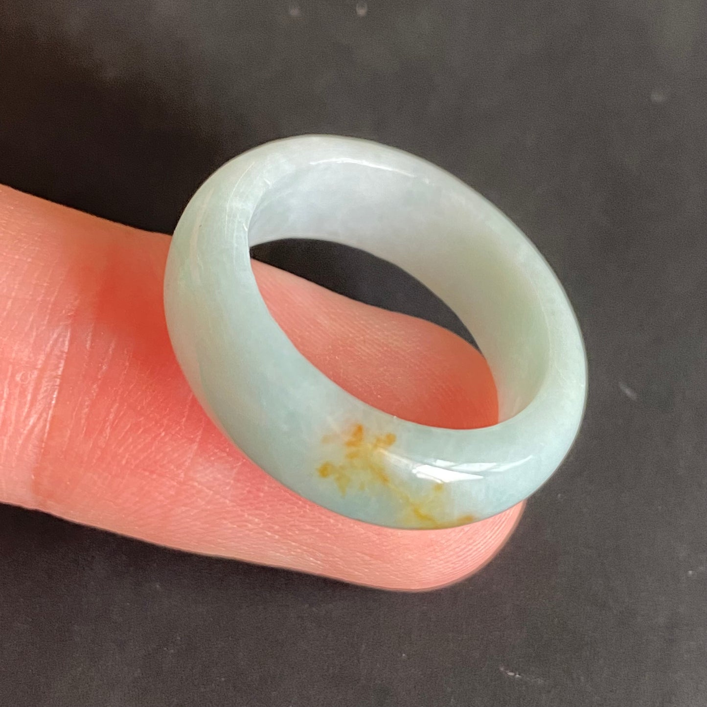 18.3mm green  flower Grade A jade Narrow Band Ring Natural Real Jadeite Hand carved bead gemstone Burma Lady jadeware rings Type A stone