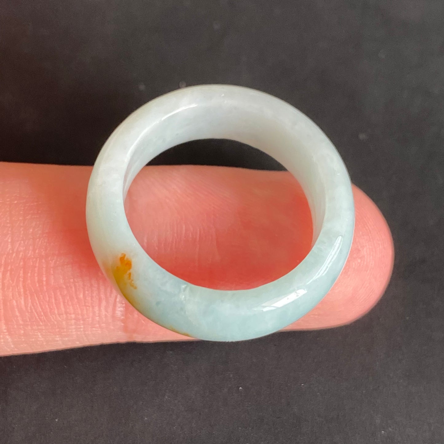 18.3mm green  flower Grade A jade Narrow Band Ring Natural Real Jadeite Hand carved bead gemstone Burma Lady jadeware rings Type A stone