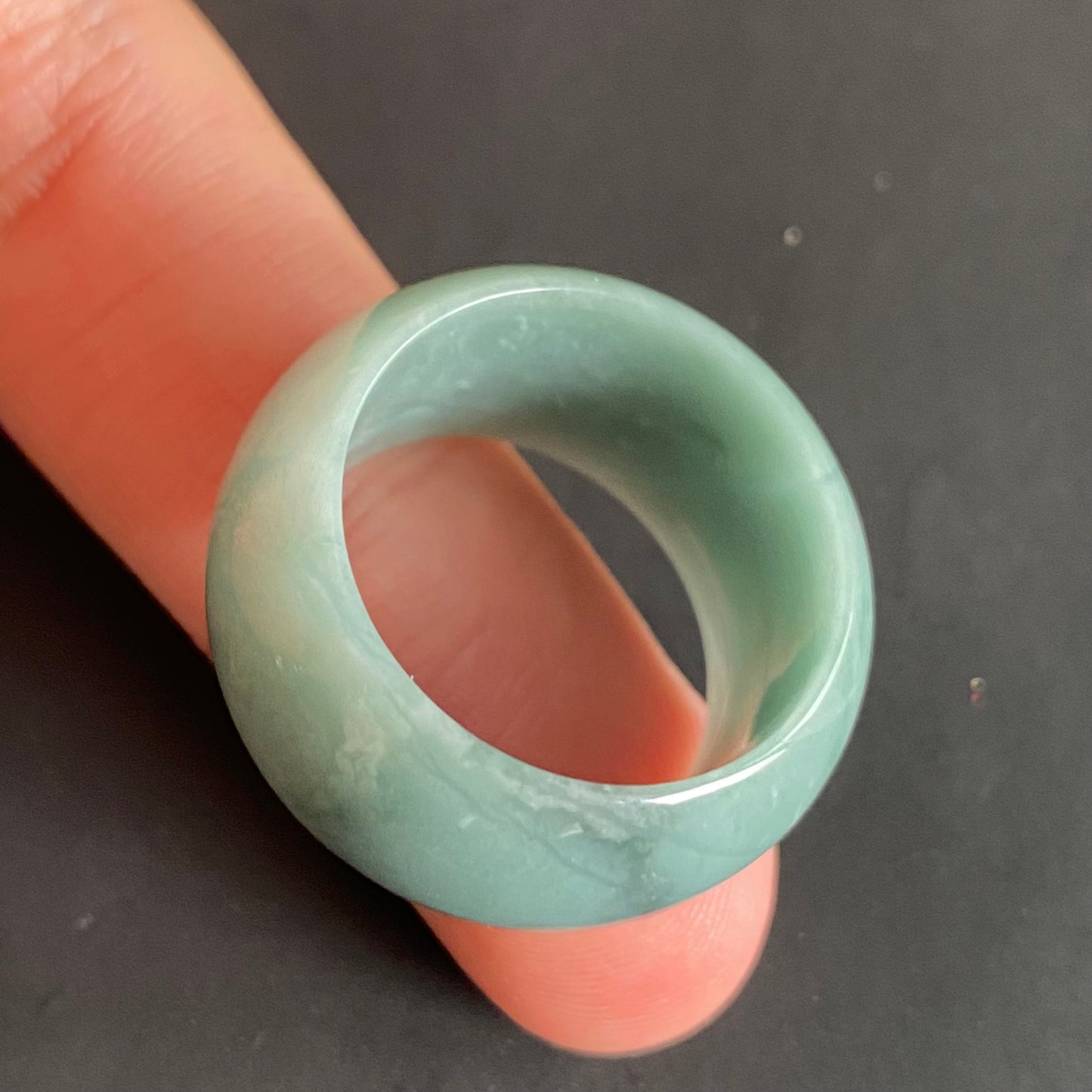 20.7mm Natural transparent Guatemala Jadeite Grade A Jade Blue gemstone Lady Guatemalan jadeite ring