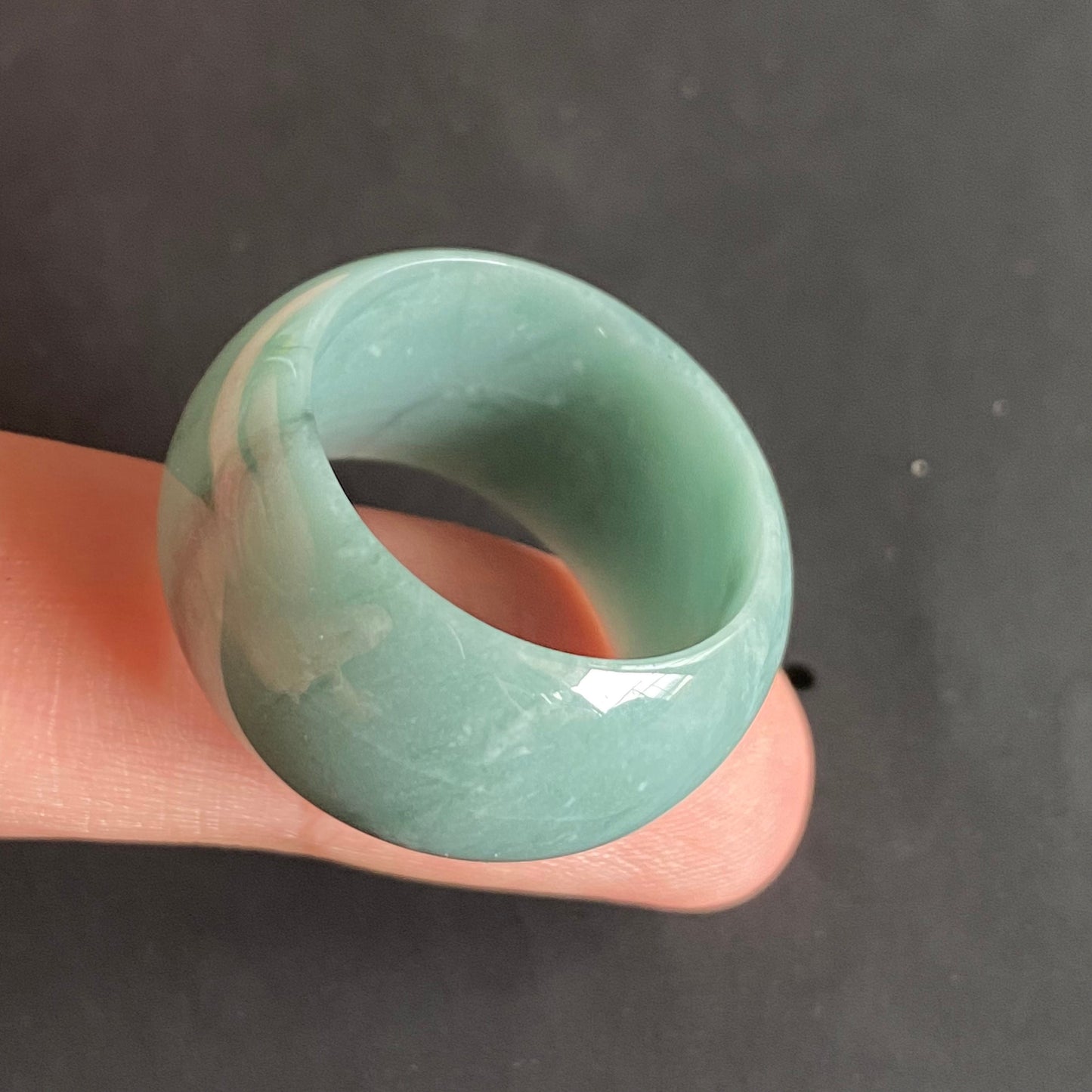 20.7mm Natural transparent Guatemala Jadeite Grade A Jade Blue gemstone Lady Guatemalan jadeite ring