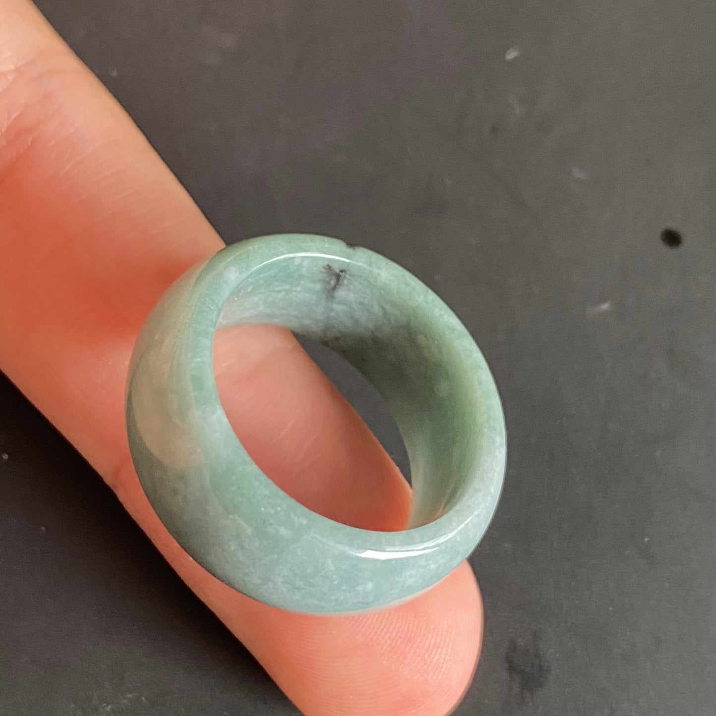 19.8mm Natural transparent Guatemala Jadeite Grade A Jade Blue gemstone Lady Guatemalan jadeite ring