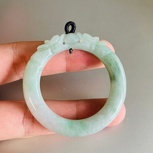 Dragon Natural Green Grade A jade ICE Round Beads baby bagnle Pendant rings Burma Myanmar Jadeite doughnut Jewelry 翡翠A货 平安扣