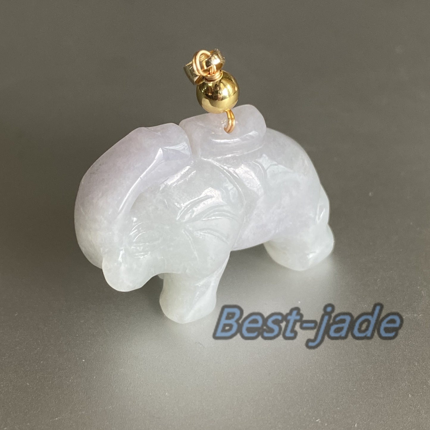 elephant Natural Green Grade A Jade ICE Burma Jadeite Chinese Carved ,Myanmar with 14K Gold bail jade Pendant DIY necklace  Statue