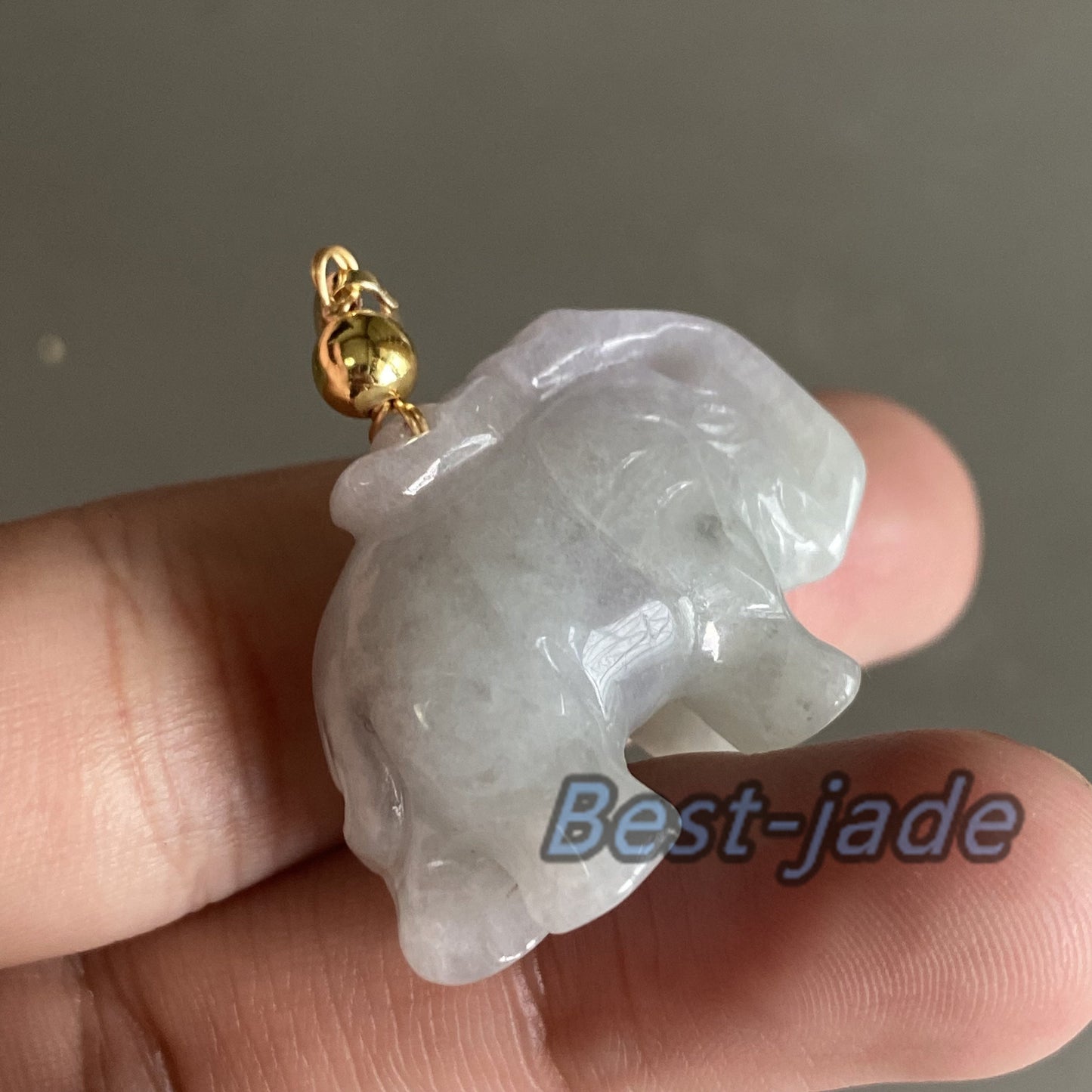 elephant Natural Green Grade A Jade ICE Burma Jadeite Chinese Carved ,Myanmar with 14K Gold bail jade Pendant DIY necklace  Statue