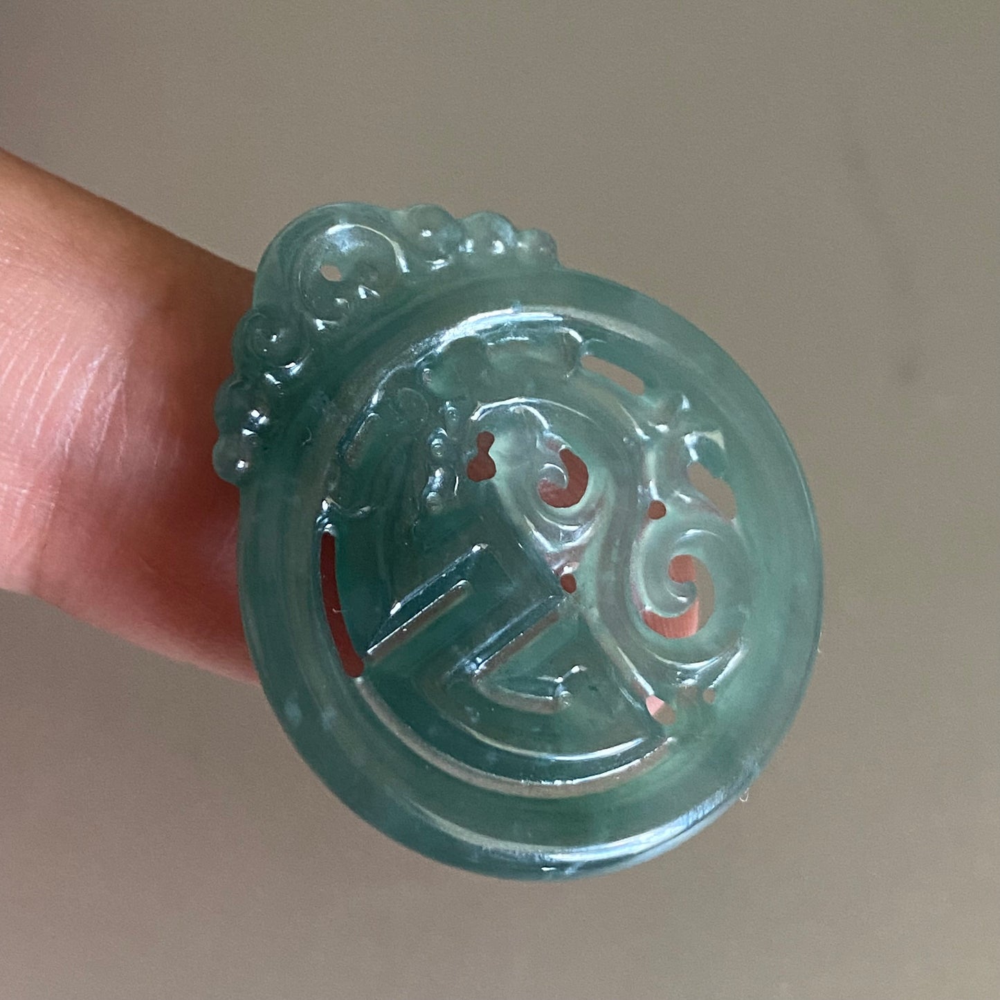 29.5mm vintage Dragon Natural transparent Guatemala Jadeite pendant Grade A Jade Blue gemstone men dragon Guatemalan jadeite pendant