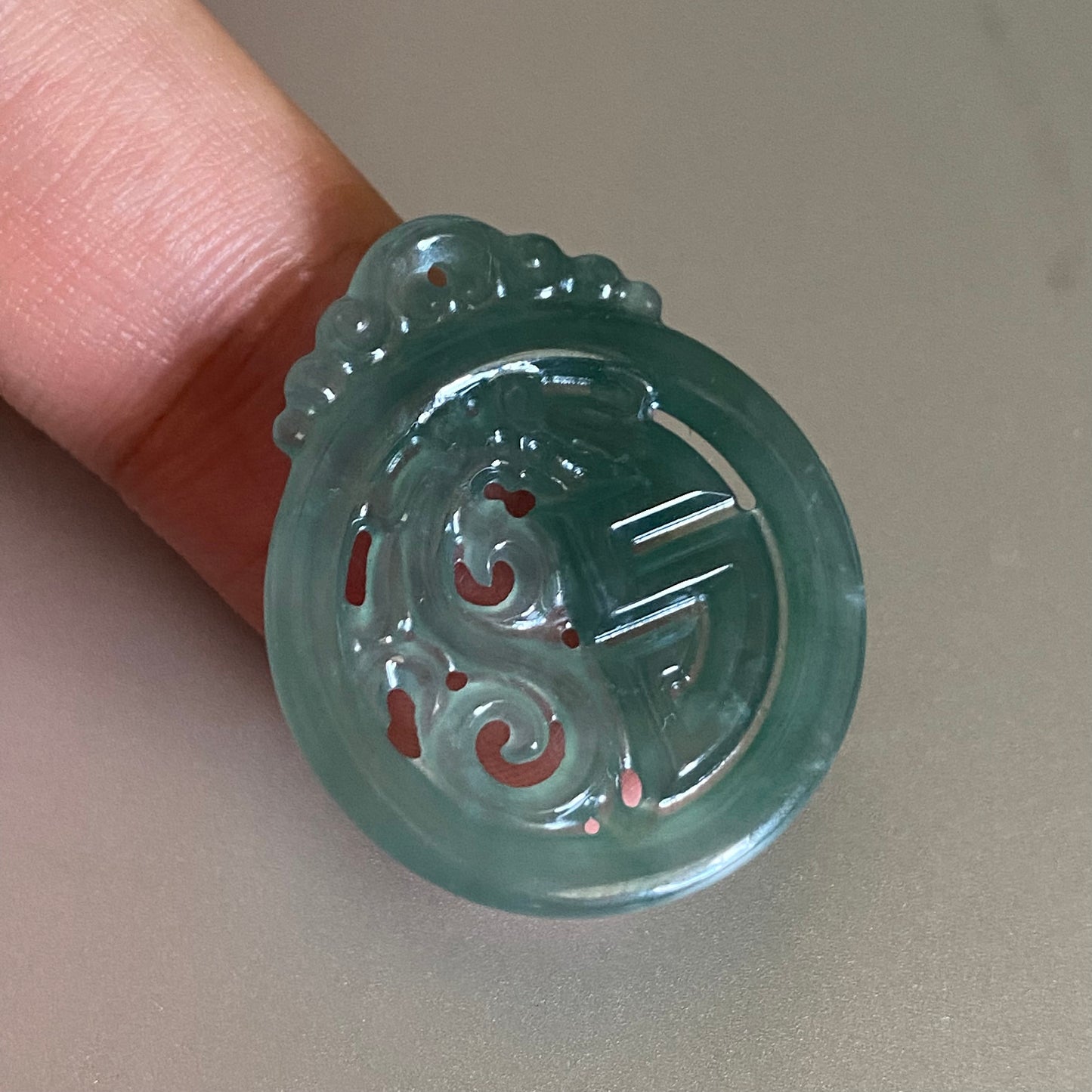 29.5mm vintage Dragon Natural transparent Guatemala Jadeite pendant Grade A Jade Blue gemstone men dragon Guatemalan jadeite pendant