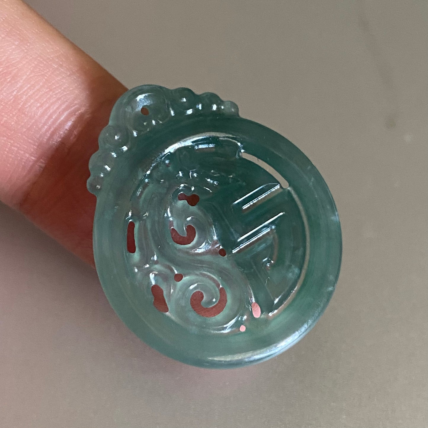 29.5mm vintage Dragon Natural transparent Guatemala Jadeite pendant Grade A Jade Blue gemstone men dragon Guatemalan jadeite pendant