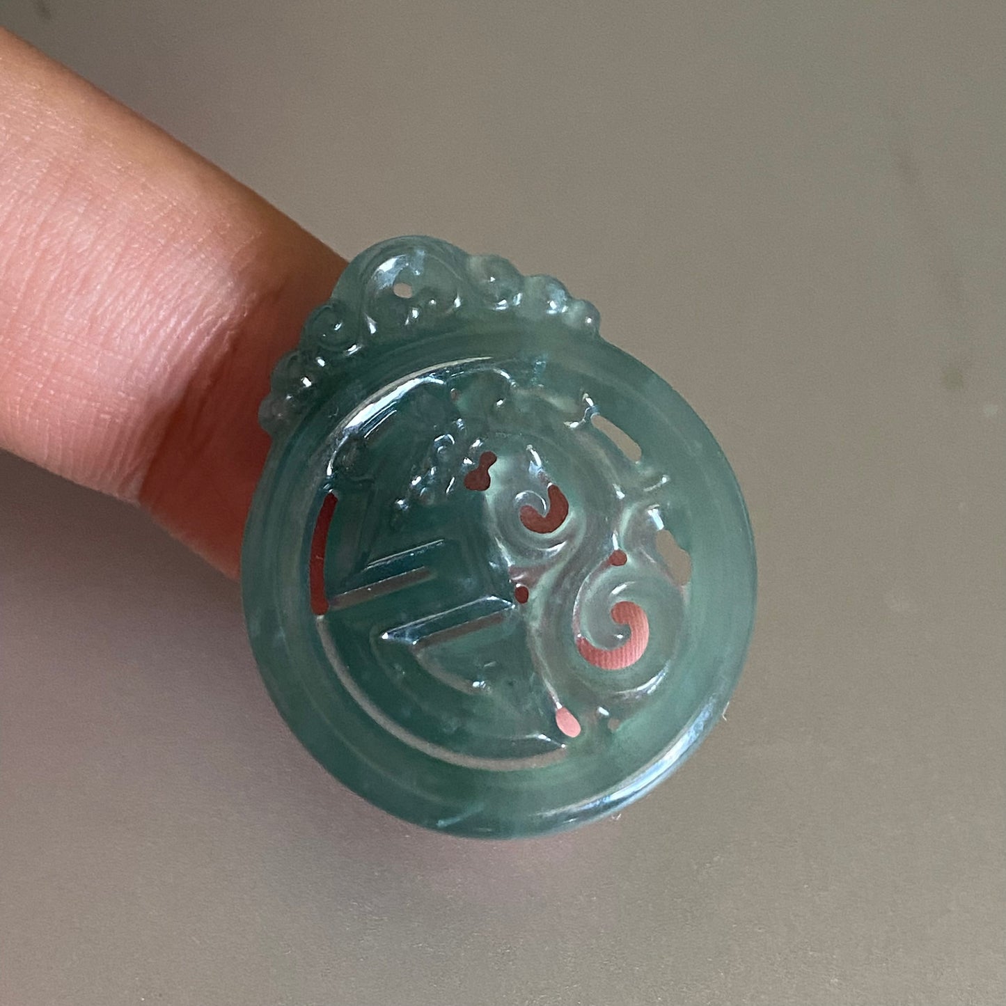 29.5mm vintage Dragon Natural transparent Guatemala Jadeite pendant Grade A Jade Blue gemstone men dragon Guatemalan jadeite pendant