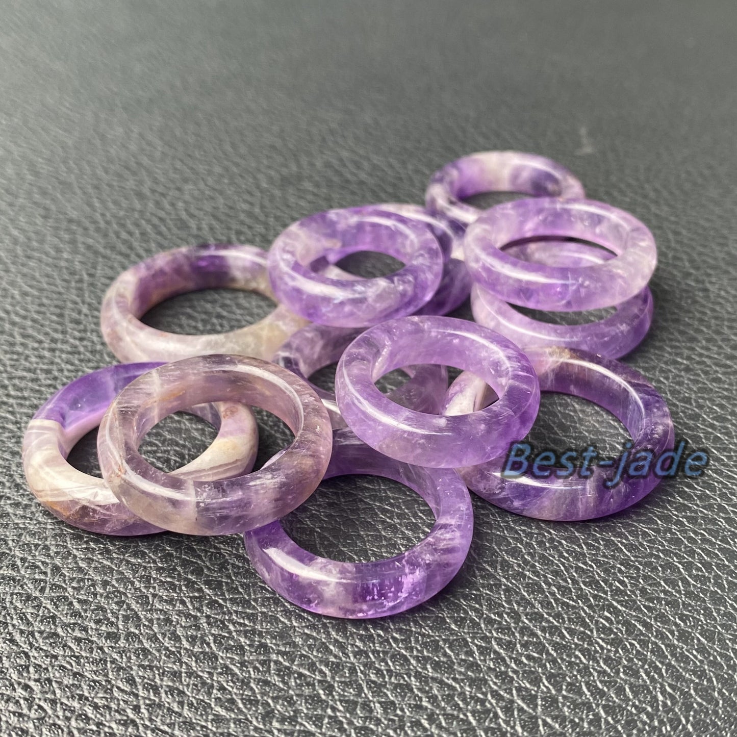 Wholesale US size 5-12 Natural amethyst ring Purple Crystal finger band ring Quartz Solid amethystine stone lady lavender gem wedding ring