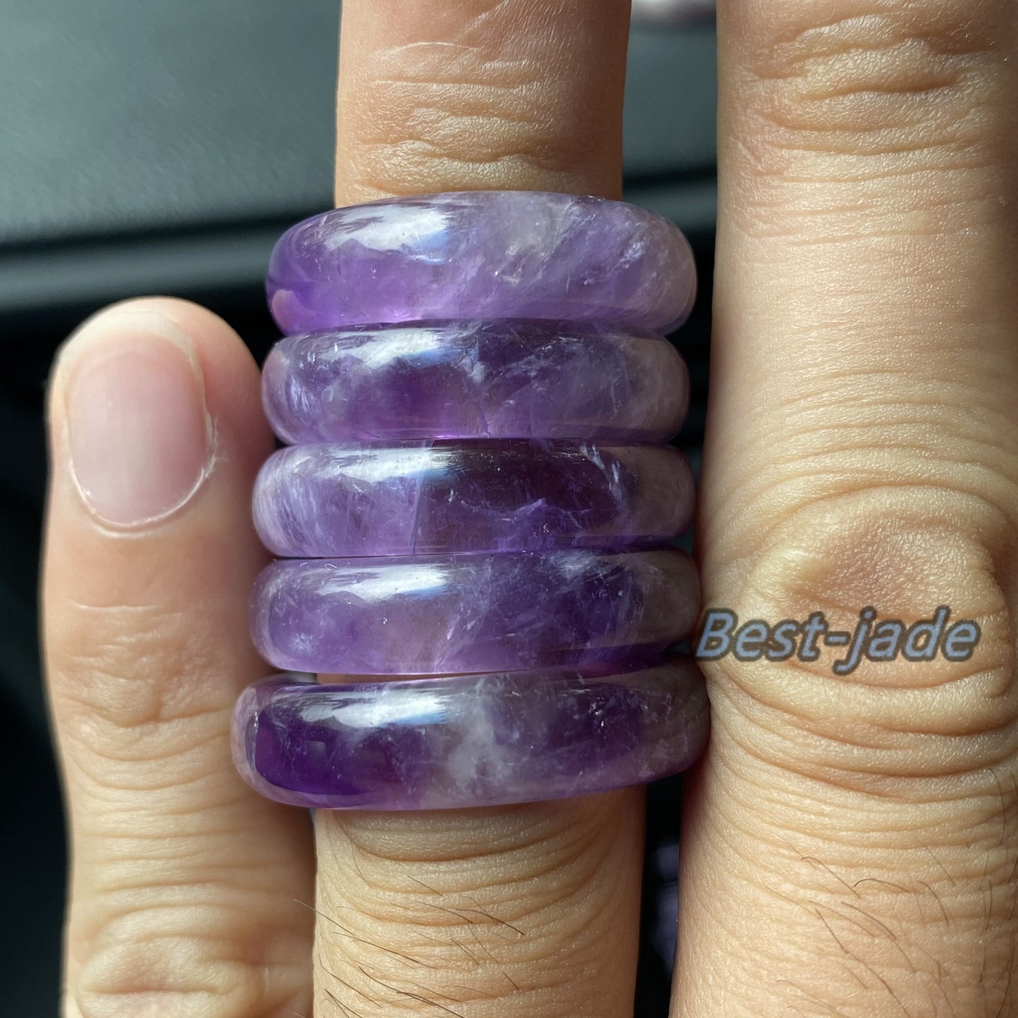 Wholesale US size 5-12 Natural amethyst ring Purple Crystal finger band ring Quartz Solid amethystine stone lady lavender gem wedding ring