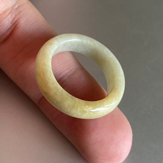 18.5mm Grade A jade Narrow Band Ring Natural Real Jadeite Hand carved bead Green gemstone Burma Lady jadeware men's rings Type A stone