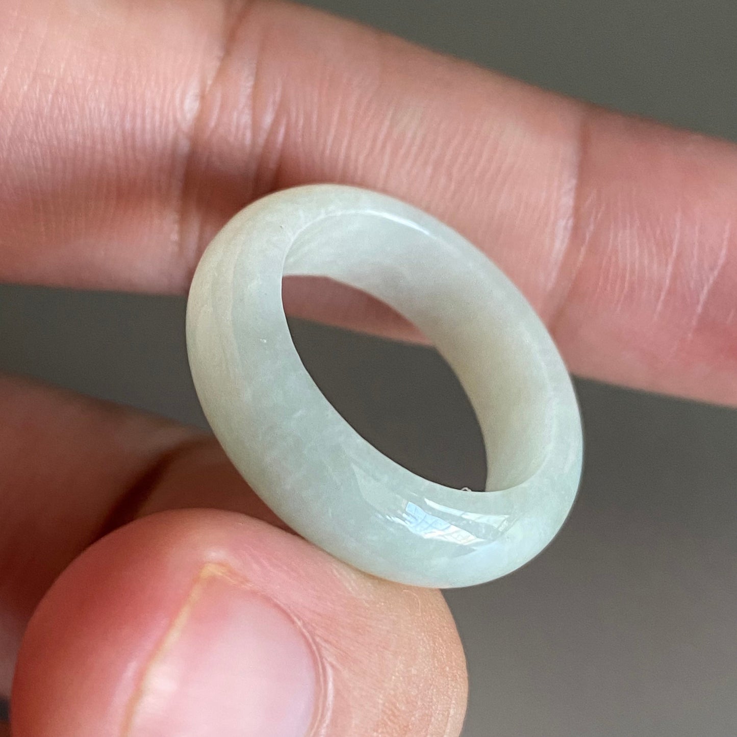 18.2mm Grade A jade Narrow Band Ring Natural Real Jadeite Hand carved bead Green gemstone Burma Lady jadeware men's rings Type A stone