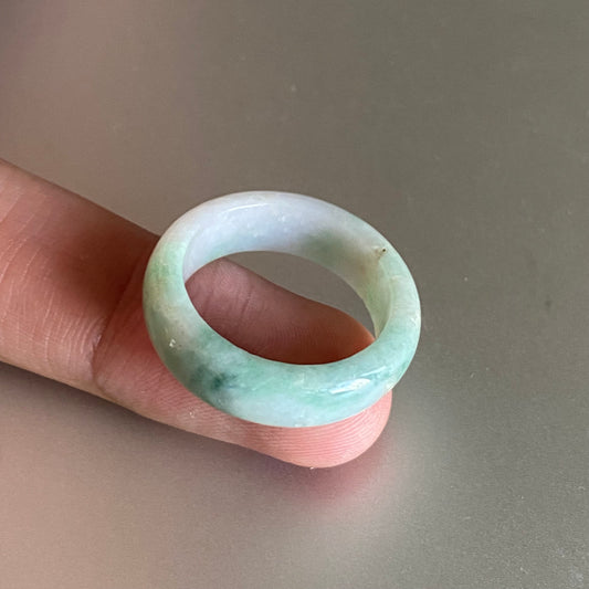 19.5mm Grade A jade Narrow Band Ring Natural Real Jadeite Hand carved bead Green gemstone Burma Lady jadeware men's rings Type A stone