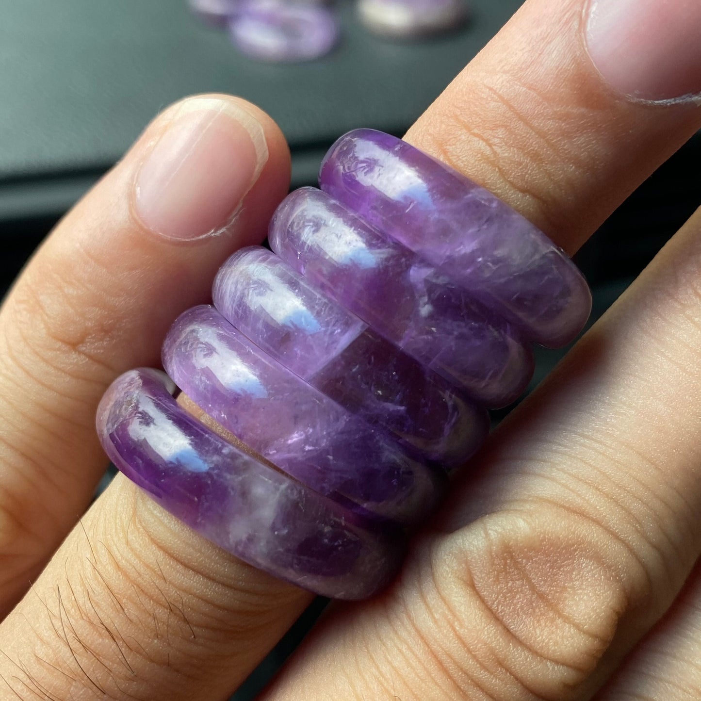 US size 5-12 Natural amethyst ring Purple Crystal finger band ring Quartz amethystine stone lady lavender gemstone Jewelry jade gift