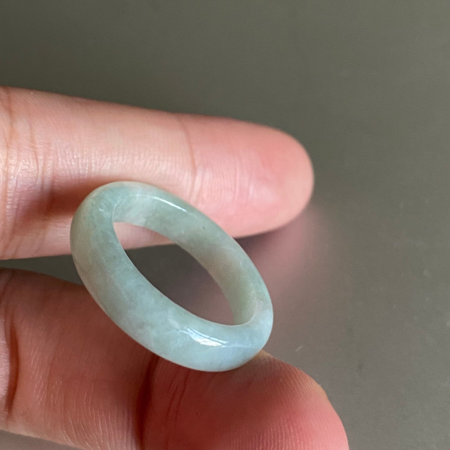 19.3mm Grade A jade Narrow Band Ring Natural Real Jadeite Hand carved bead Green gemstone Burma Lady jadeware men's rings Type A stone