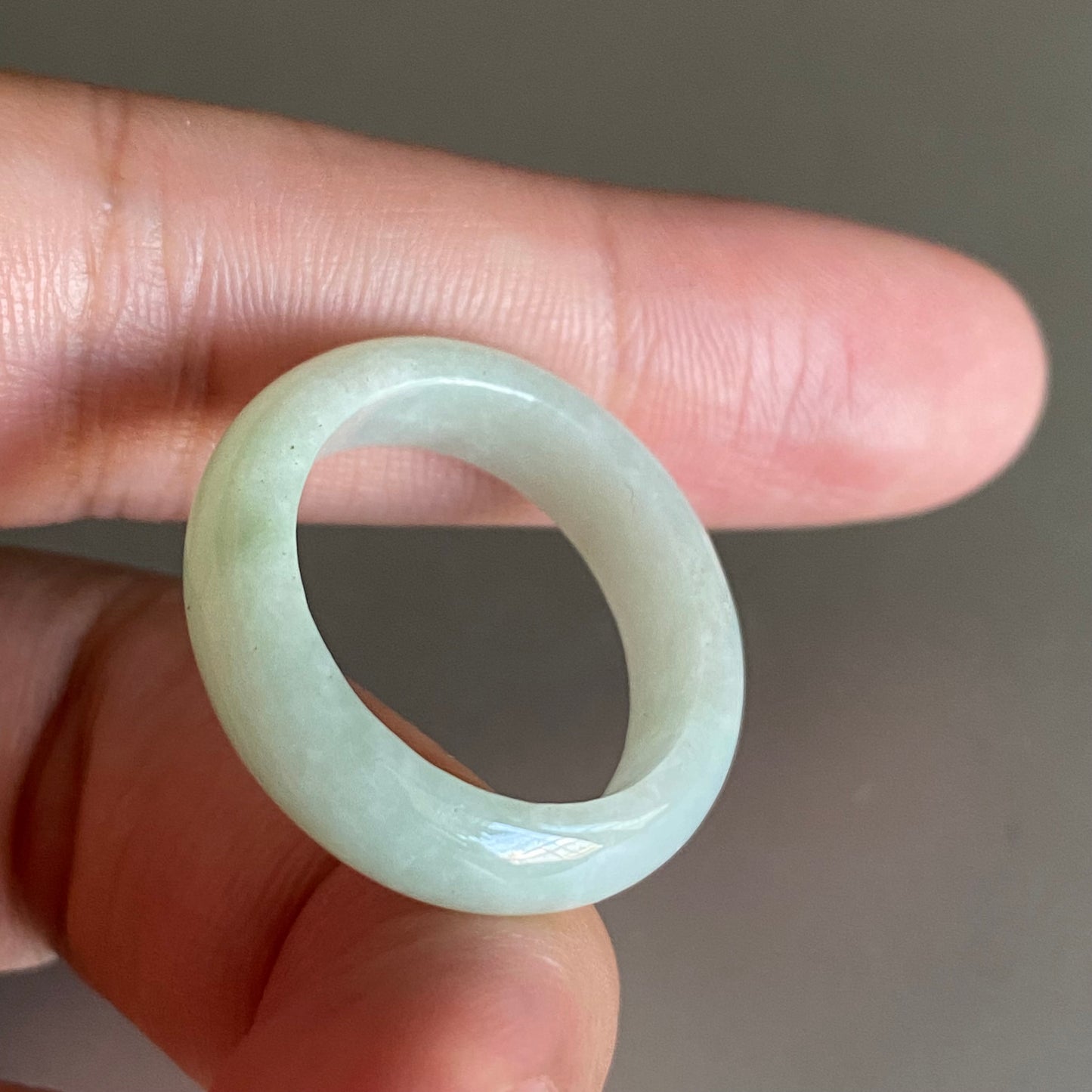 19.3mm Grade A jade Narrow Band Ring Natural Real Green Jadeite Hand carved bead Green gemstone Burma Lady jadeware men's rings Type A stone