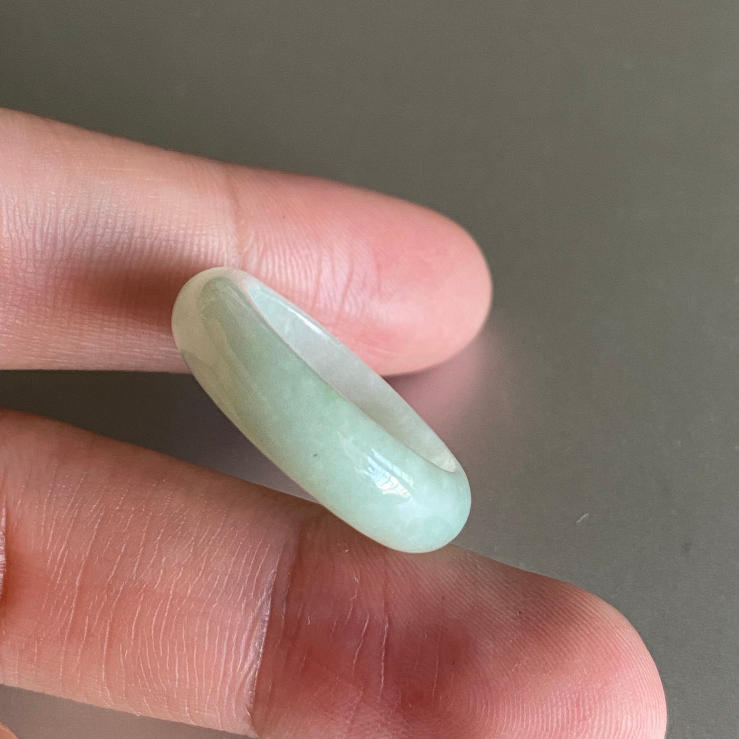 19.3mm Grade A jade Narrow Band Ring Natural Real Green Jadeite Hand carved bead Green gemstone Burma Lady jadeware men's rings Type A stone