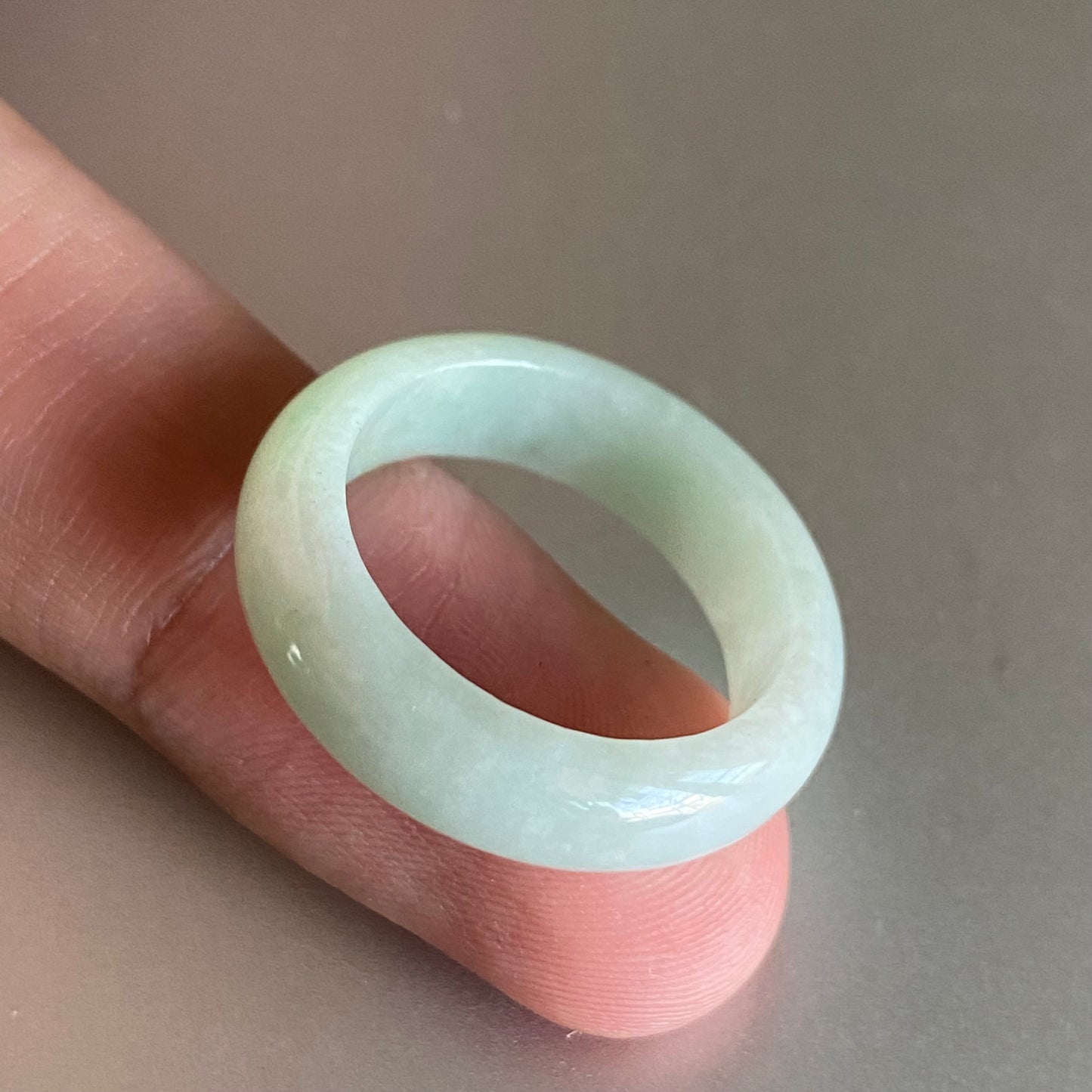 19.3mm Grade A jade Narrow Band Ring Natural Real Green Jadeite Hand carved bead Green gemstone Burma Lady jadeware men's rings Type A stone